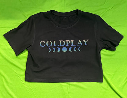 Coldplay Half Sleeves Crop Top - Rainbow Reflective