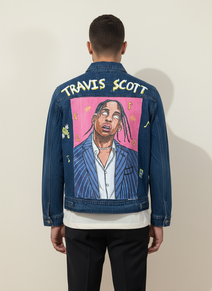 Premium Hand-Painted Travis Scott Concert Denim Jacket