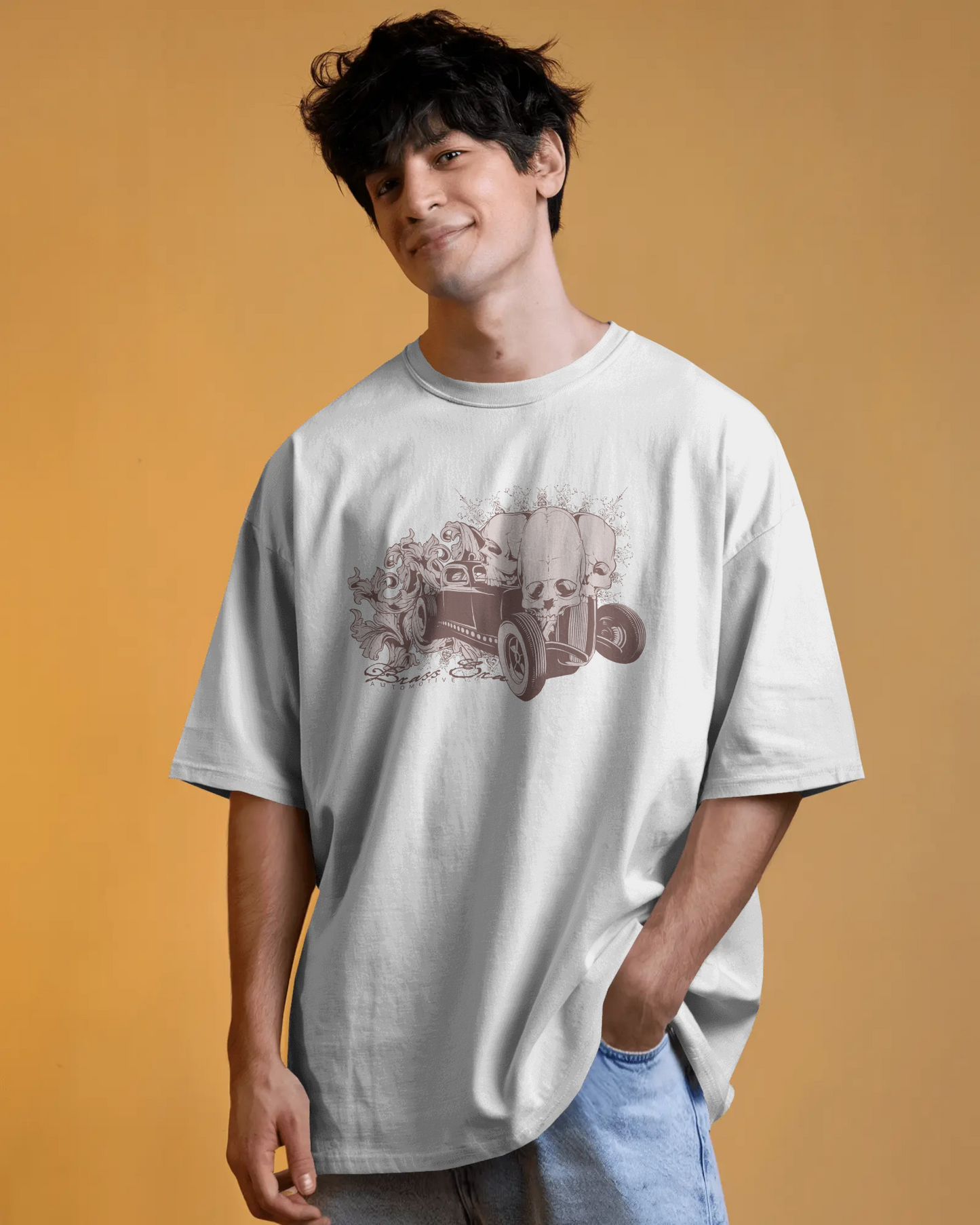Premium Oversized Skull Hotrod Graphic T-shirt