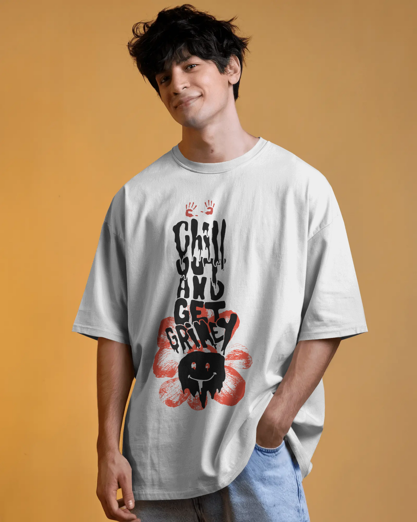 Premium Chill Out & Get Grimey Oversized Graphic T-Shirt