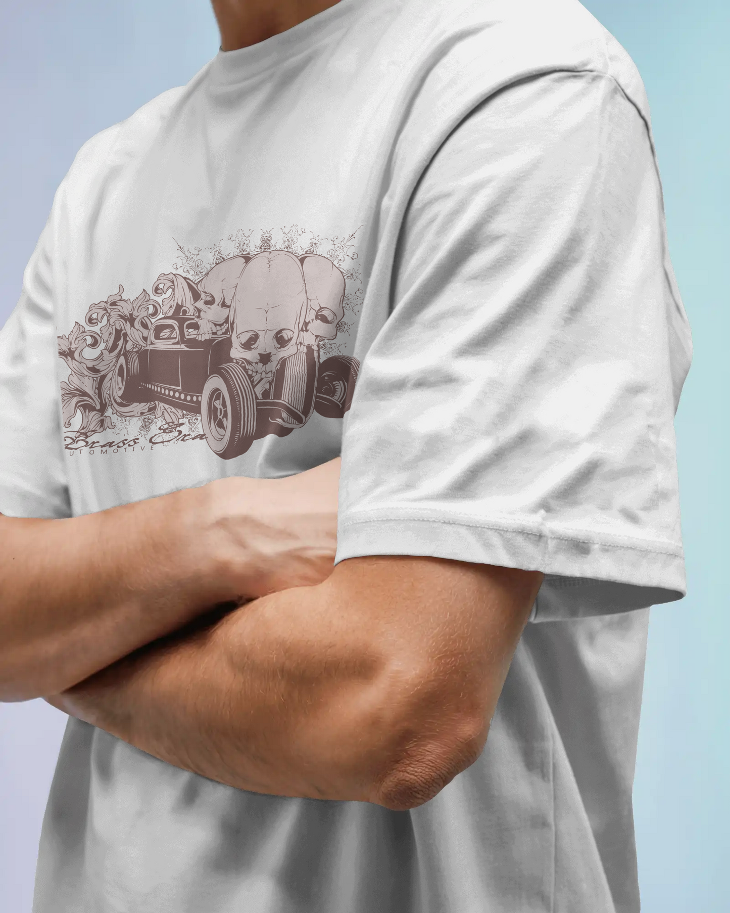 Premium Oversized Skull Hotrod Graphic T-shirt