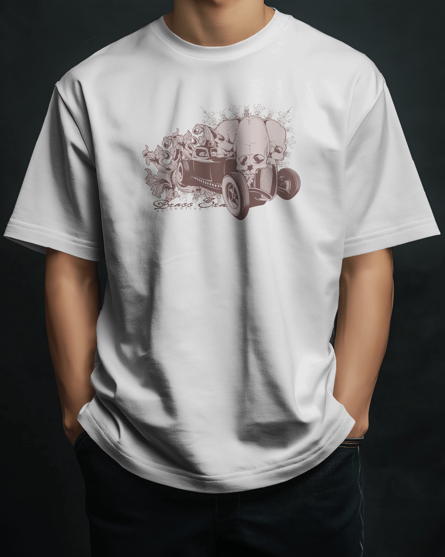 Premium Oversized Skull Hotrod Graphic T-shirt
