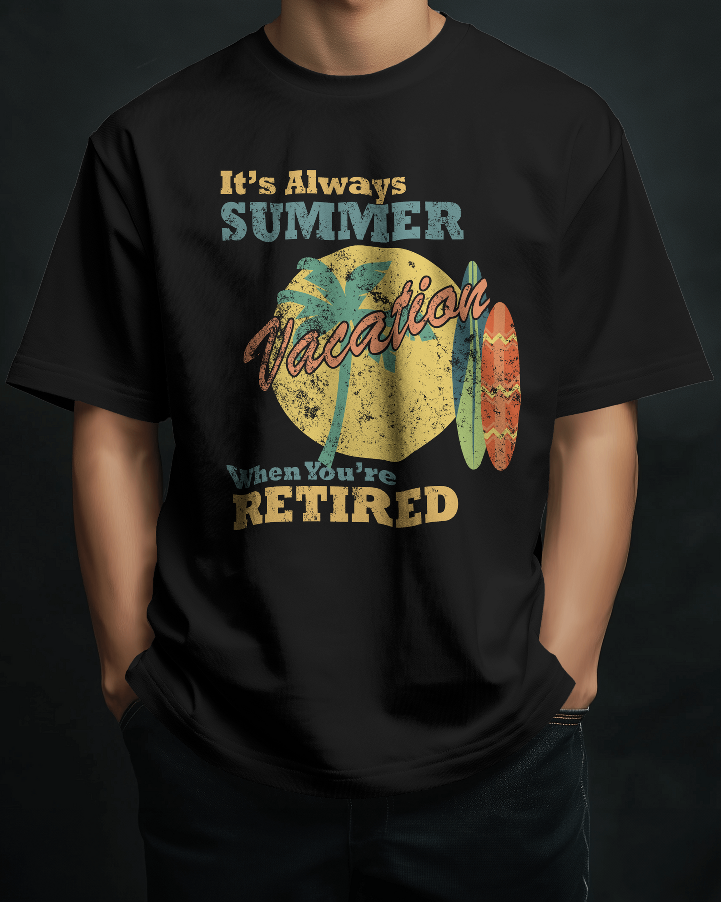 Premium Retirement Vacation Oversized Black T-Shirt