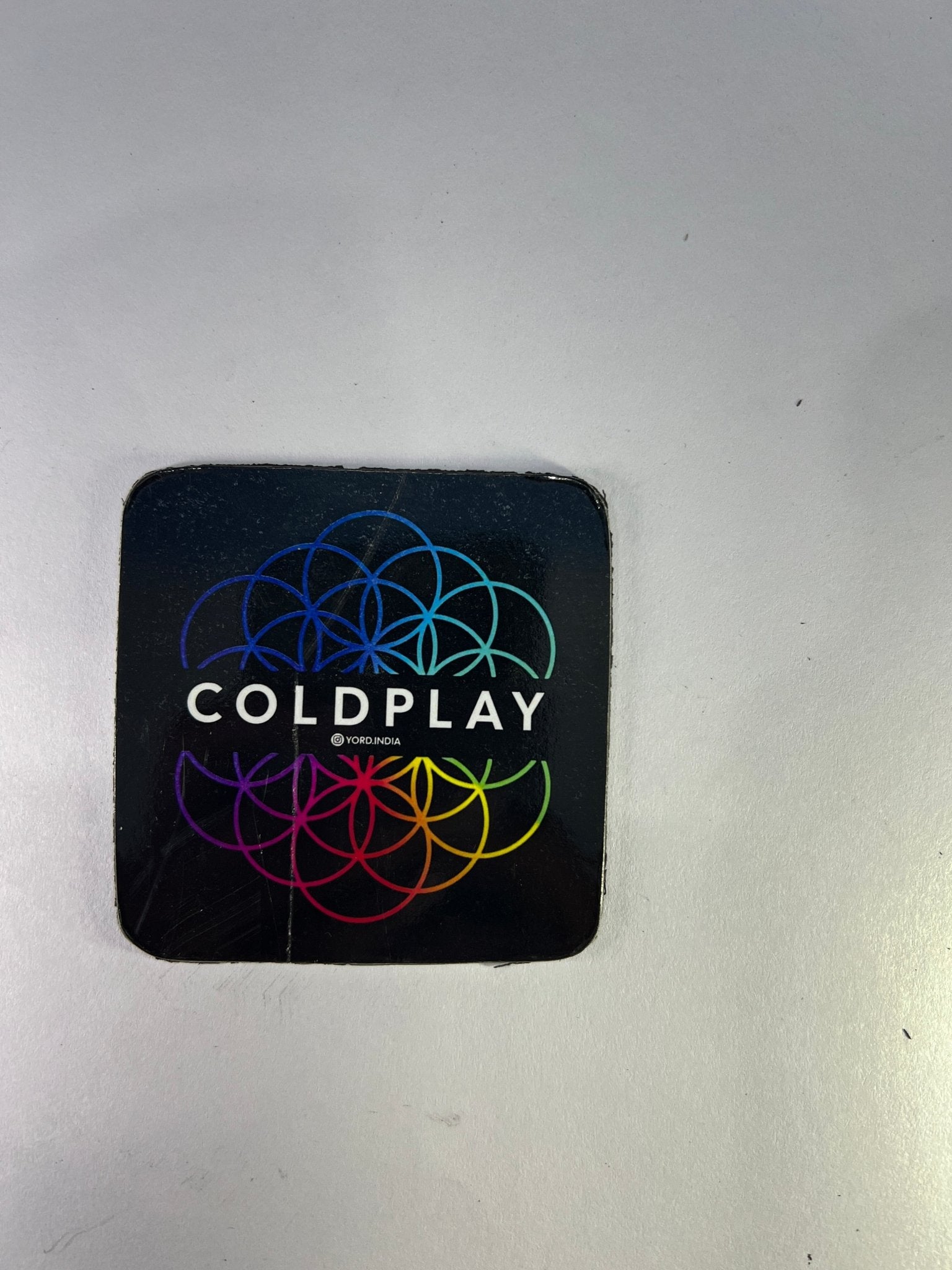 Coldplay India tour fridge magnets pack of 5 (Random). 0.7mm thickness, 7x7cm square shaped - YORD