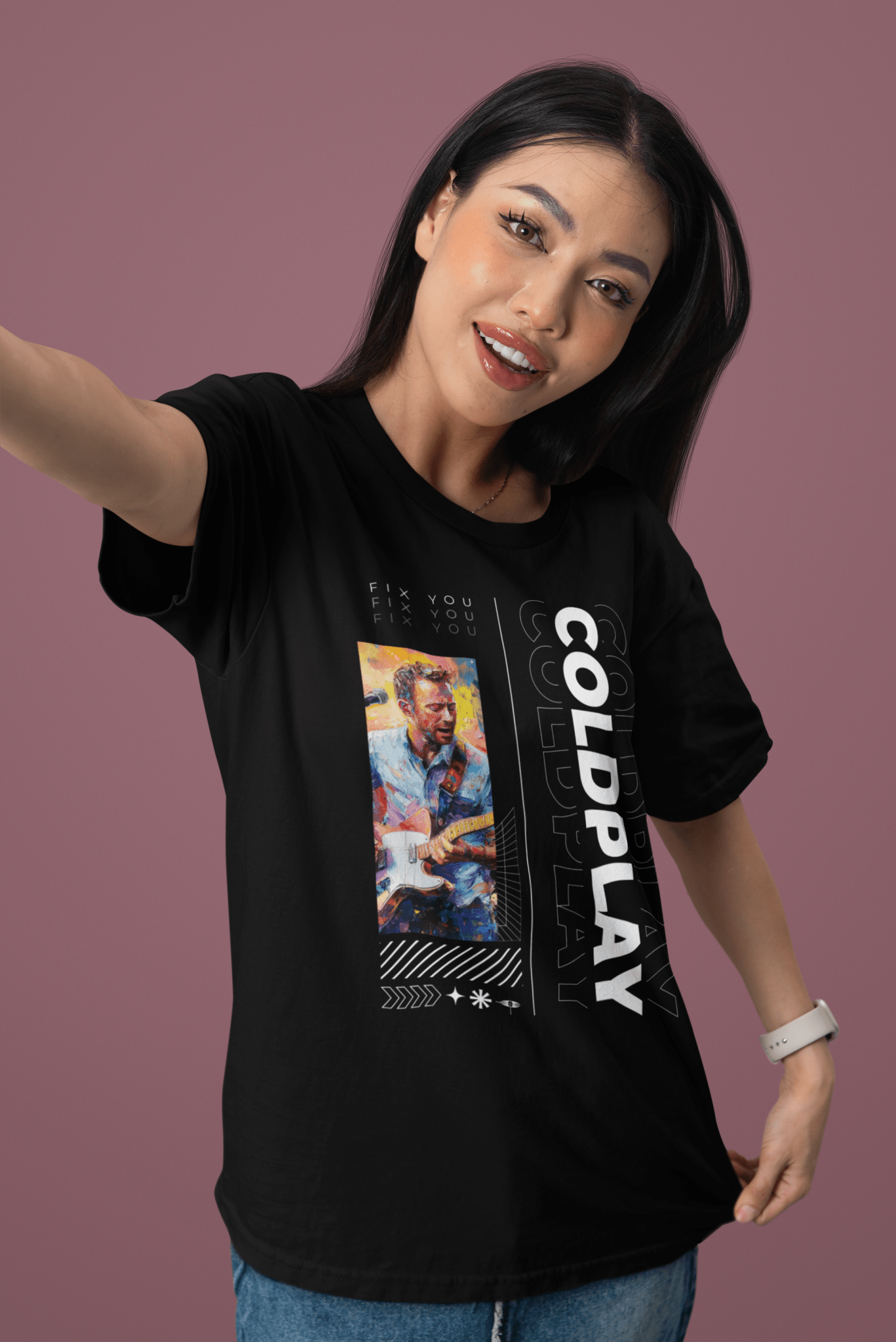 Coldplay Premium Oversized French Terry Cotton T-Shirt – "Fix You" Concert Edition (240 GSM) - YORD