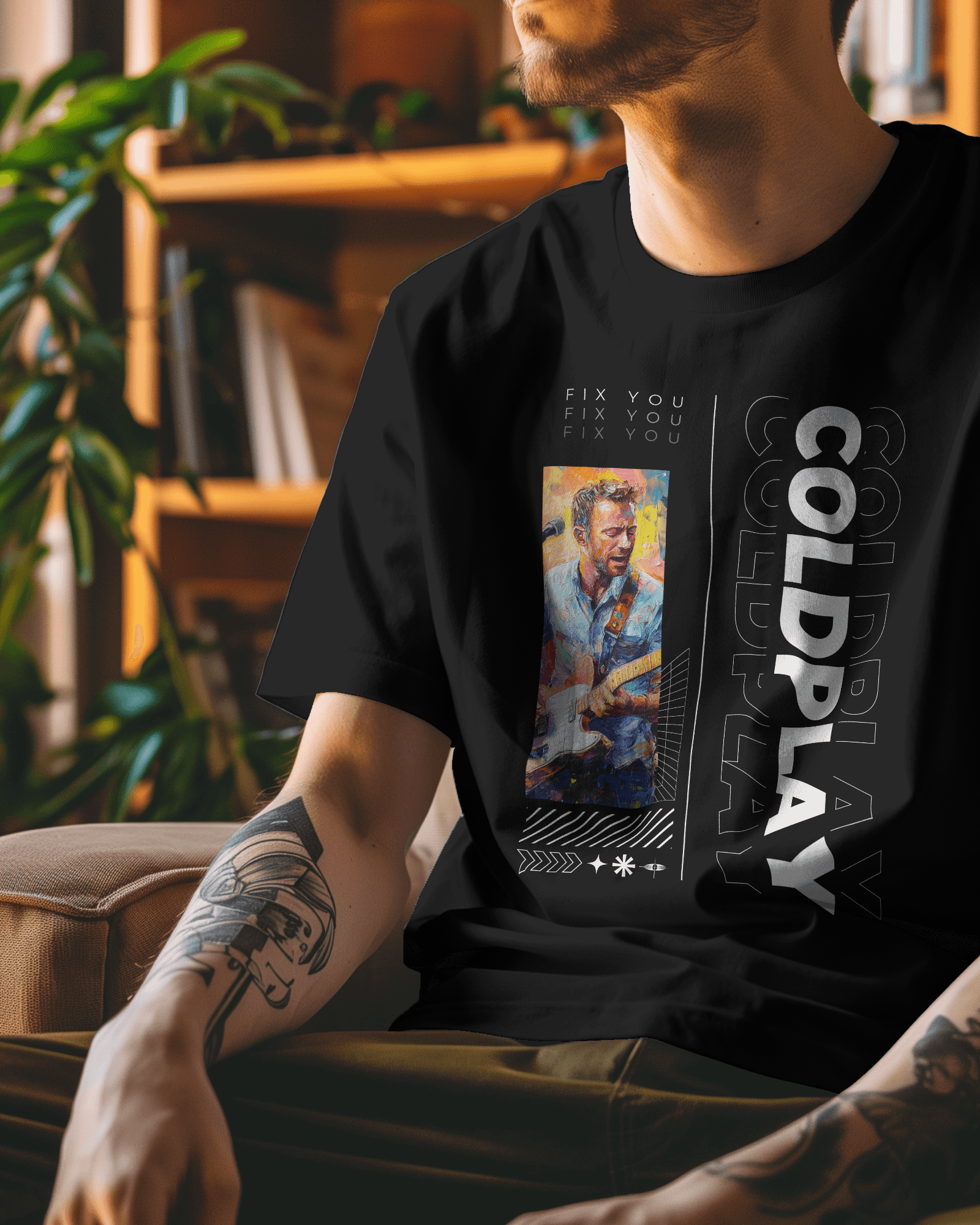 Coldplay Premium Oversized French Terry Cotton T-Shirt – "Fix You" Concert Edition (240 GSM) - YORD