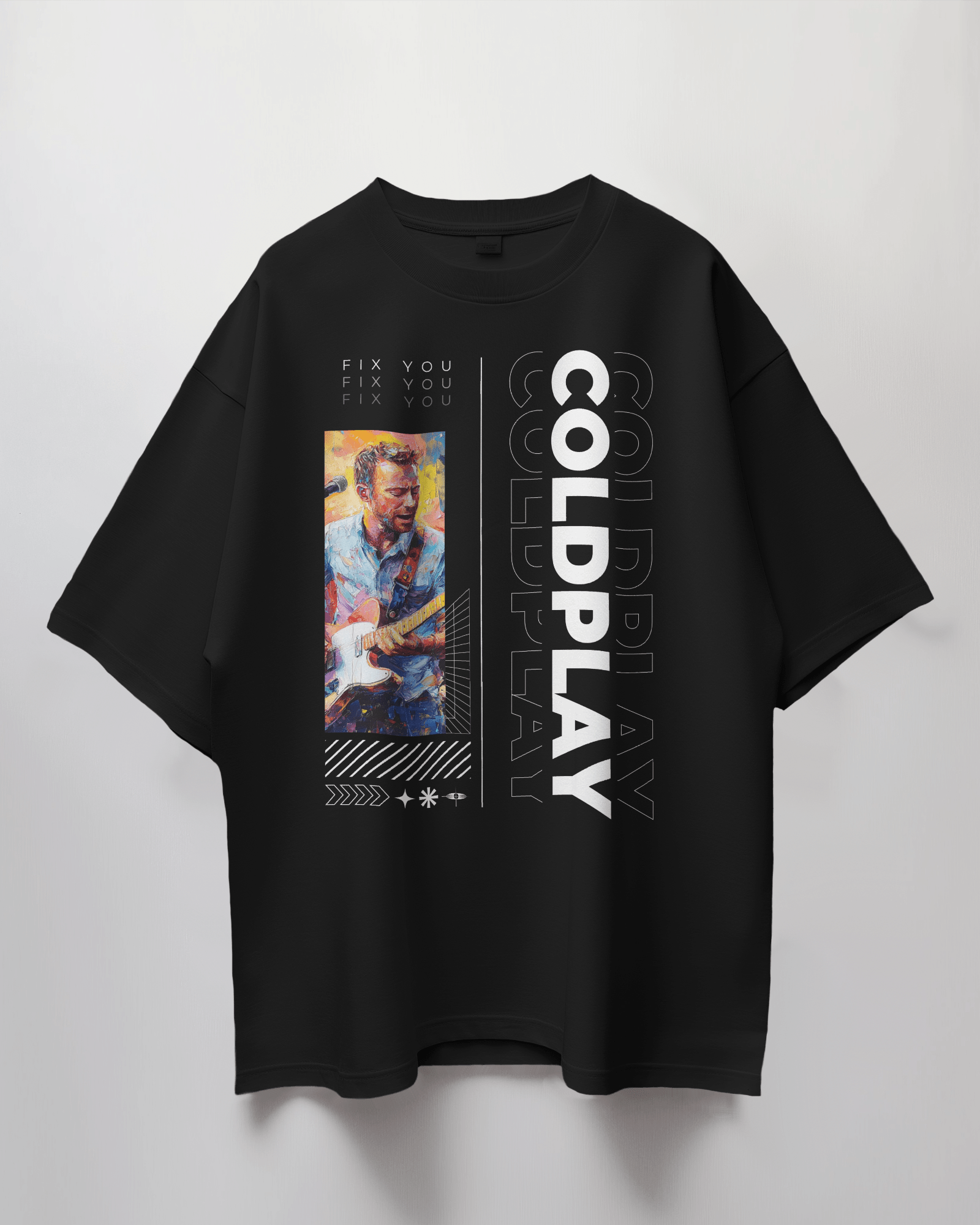 Coldplay Premium Oversized French Terry Cotton T-Shirt – "Fix You" Concert Edition (240 GSM) - YORD