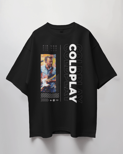 Coldplay Premium Oversized French Terry Cotton T-Shirt – "Fix You" Concert Edition (240 GSM) - YORD