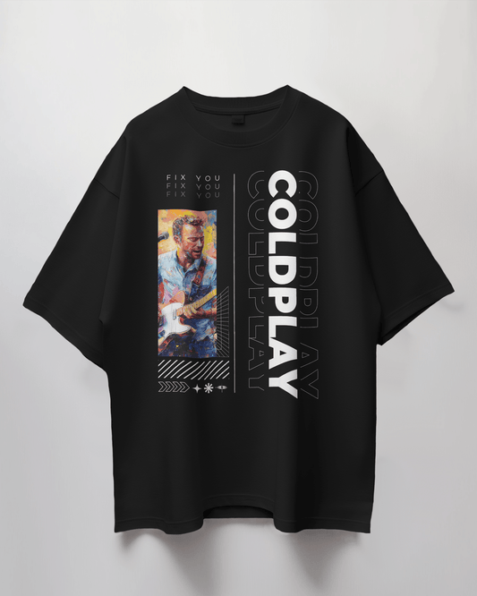 Coldplay Premium Oversized French Terry Cotton T-Shirt – "Fix You" Concert Edition (240 GSM) - YORD
