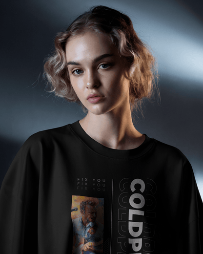 Coldplay Premium Oversized French Terry Cotton T-Shirt – "Fix You" Concert Edition (240 GSM) - YORD