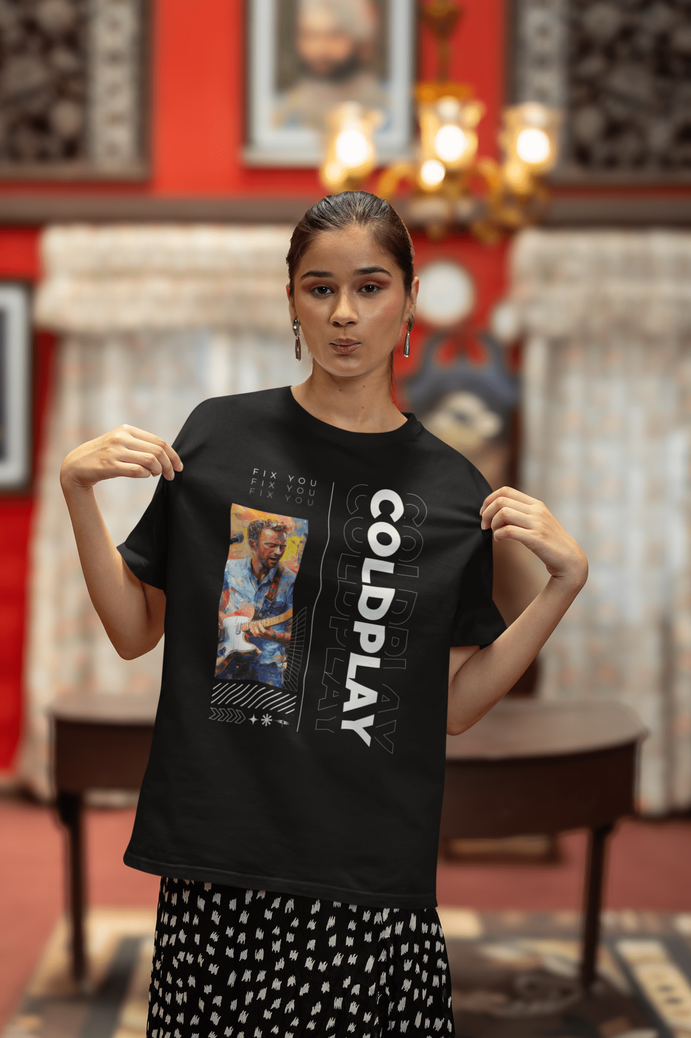 Coldplay Premium Oversized French Terry Cotton T-Shirt – "Fix You" Concert Edition (240 GSM) - YORD
