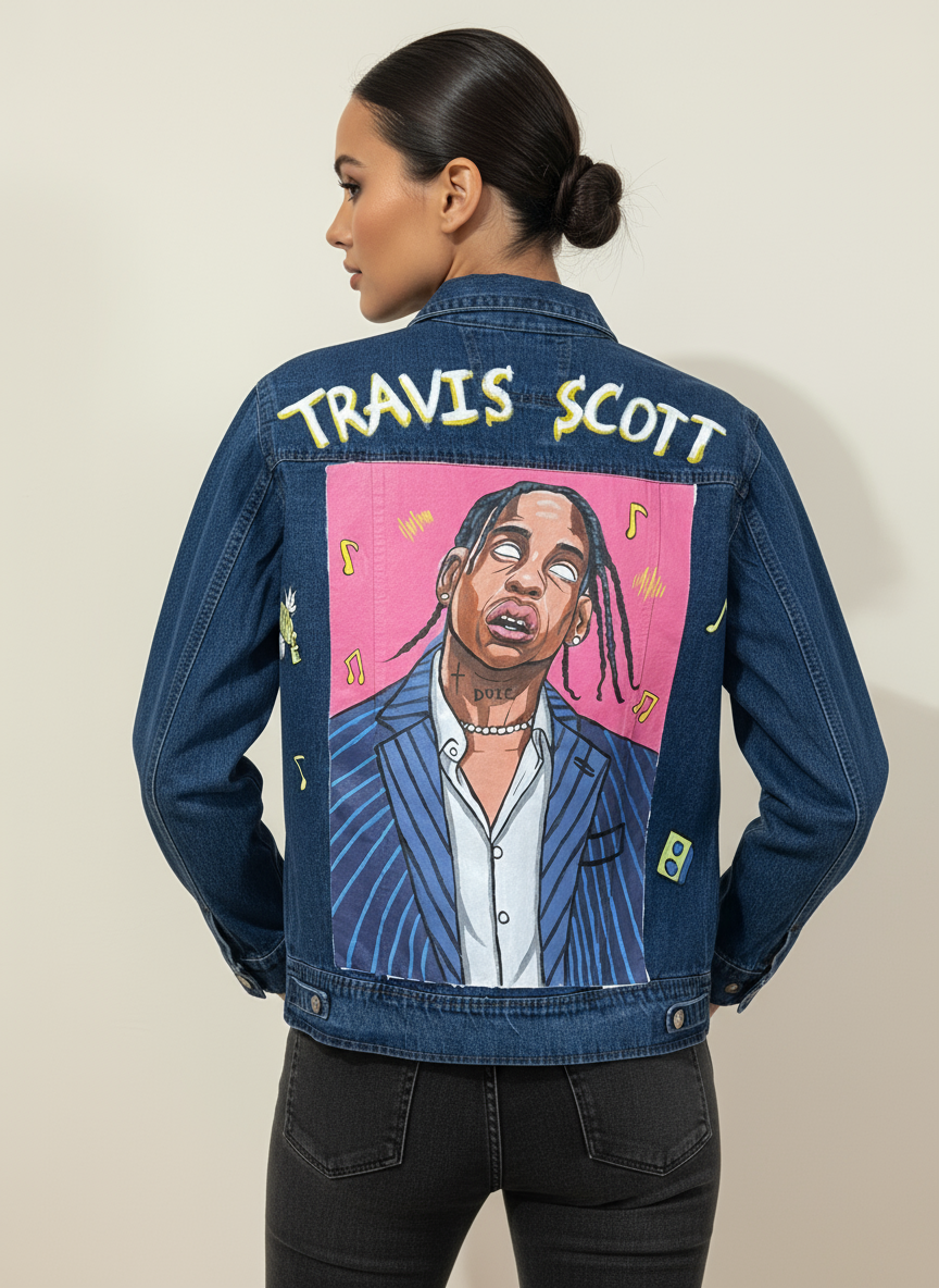 Premium Hand-Painted Travis Scott Concert Denim Jacket
