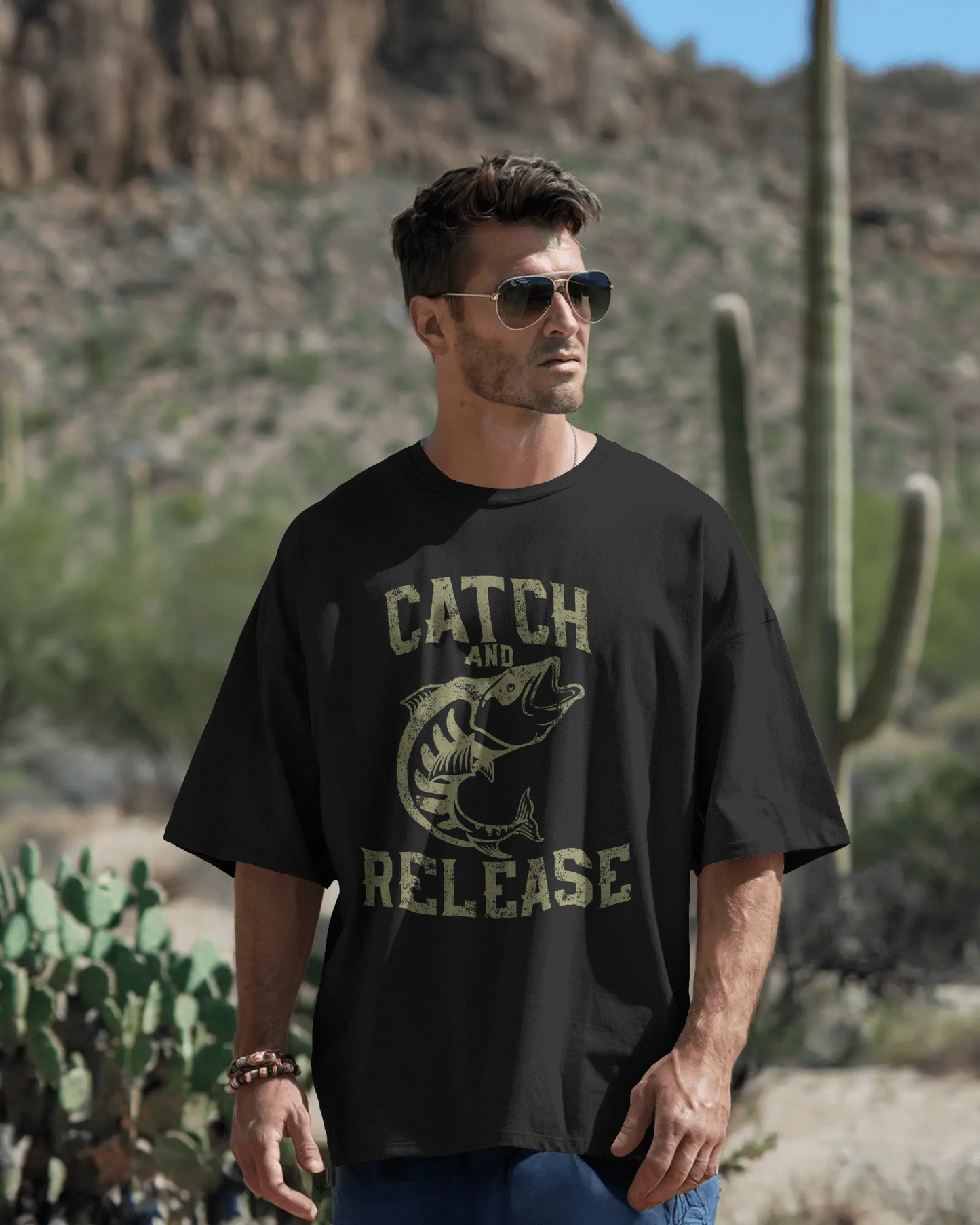 Premium Catch And Release Bass Fishing Oversized T-shirt