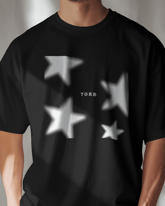 Premium YORD Star Glow Print Black Regular  T-Shirt - Limited Edition