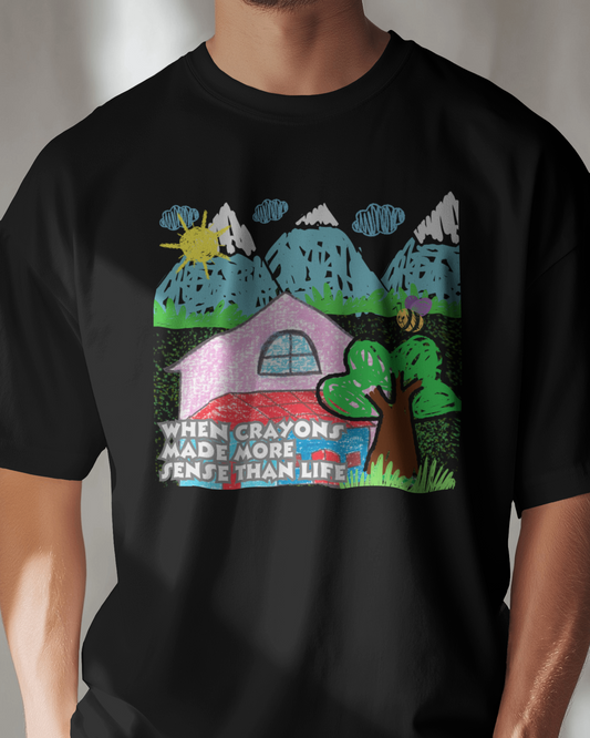 Premium Crayon Art Regular T-shirt - Childhood Nostalgia