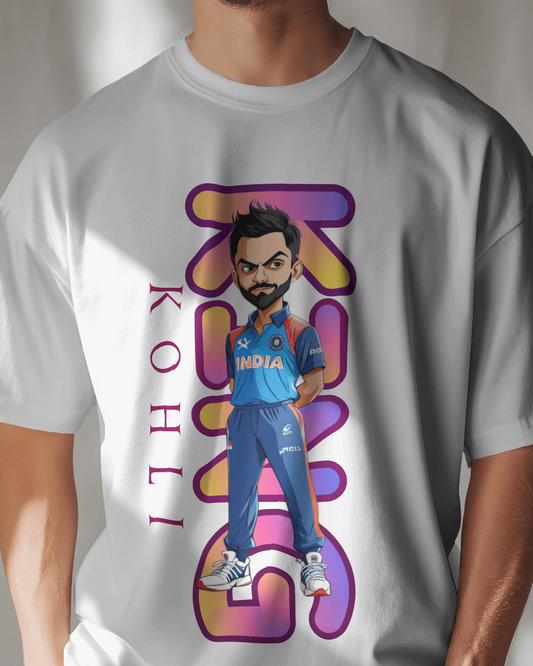 Premium Virat Kohli India Cricket Cartoon Regular T-Shirt - Limited Edition