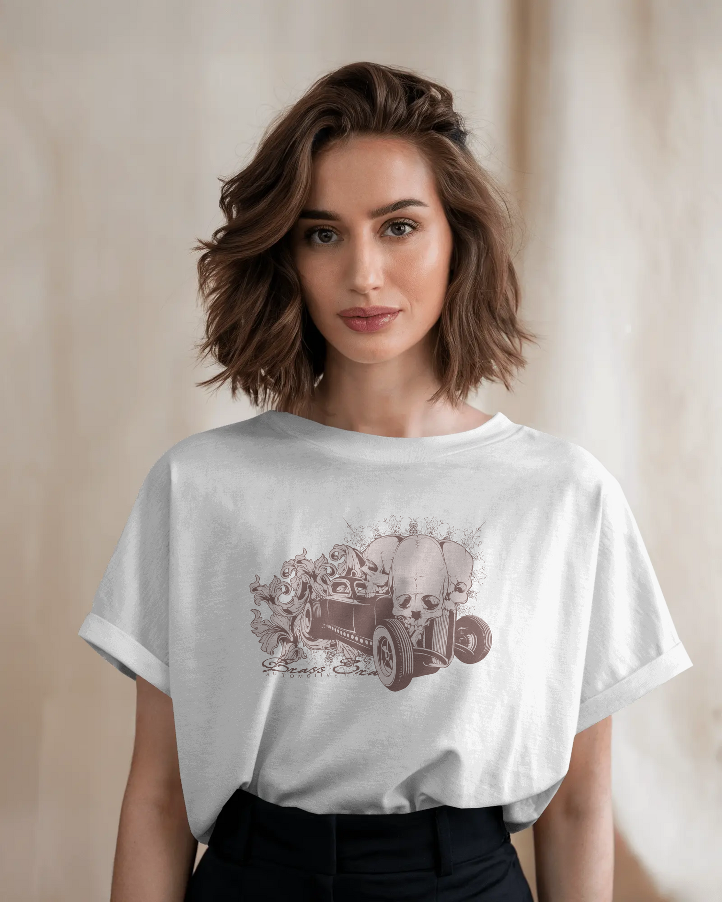 Premium Oversized Skull Hotrod Graphic T-shirt