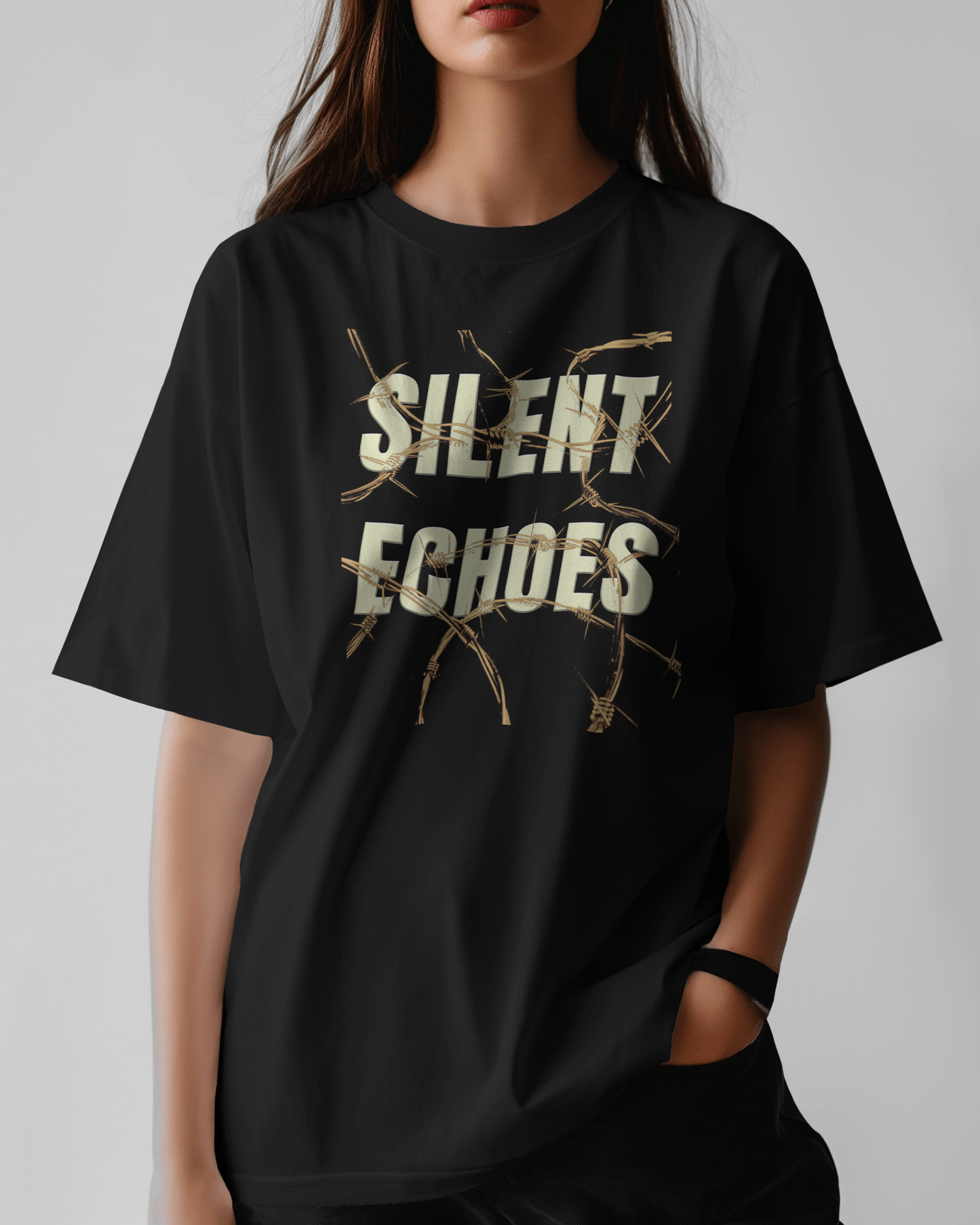 Premium Silent Echoes Barbed Wire Oversized T-shirt