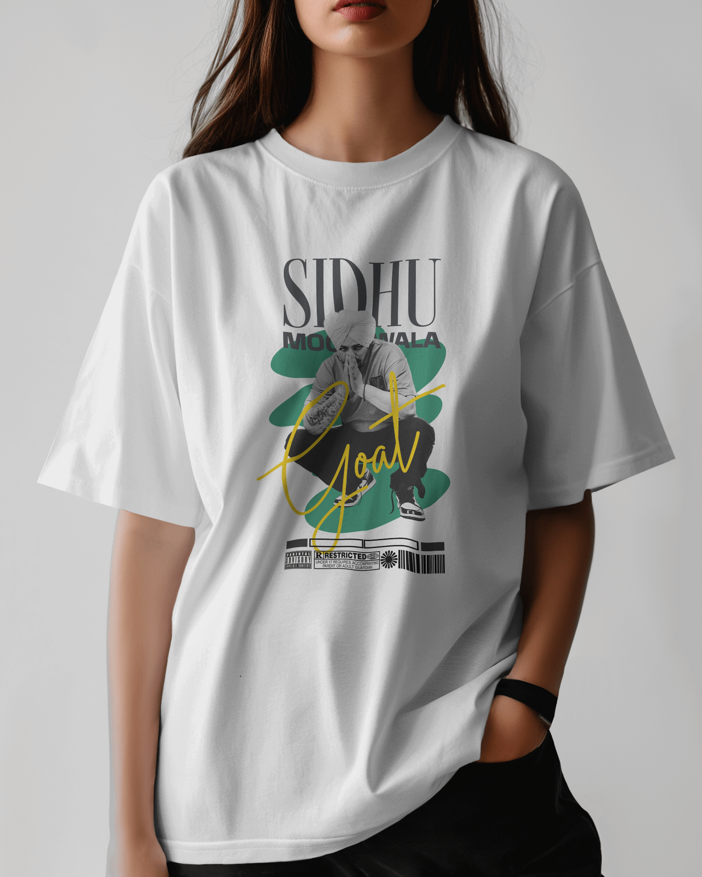 Premium Oversized SIDHU MOOSEWALA GOAT White T-shirt