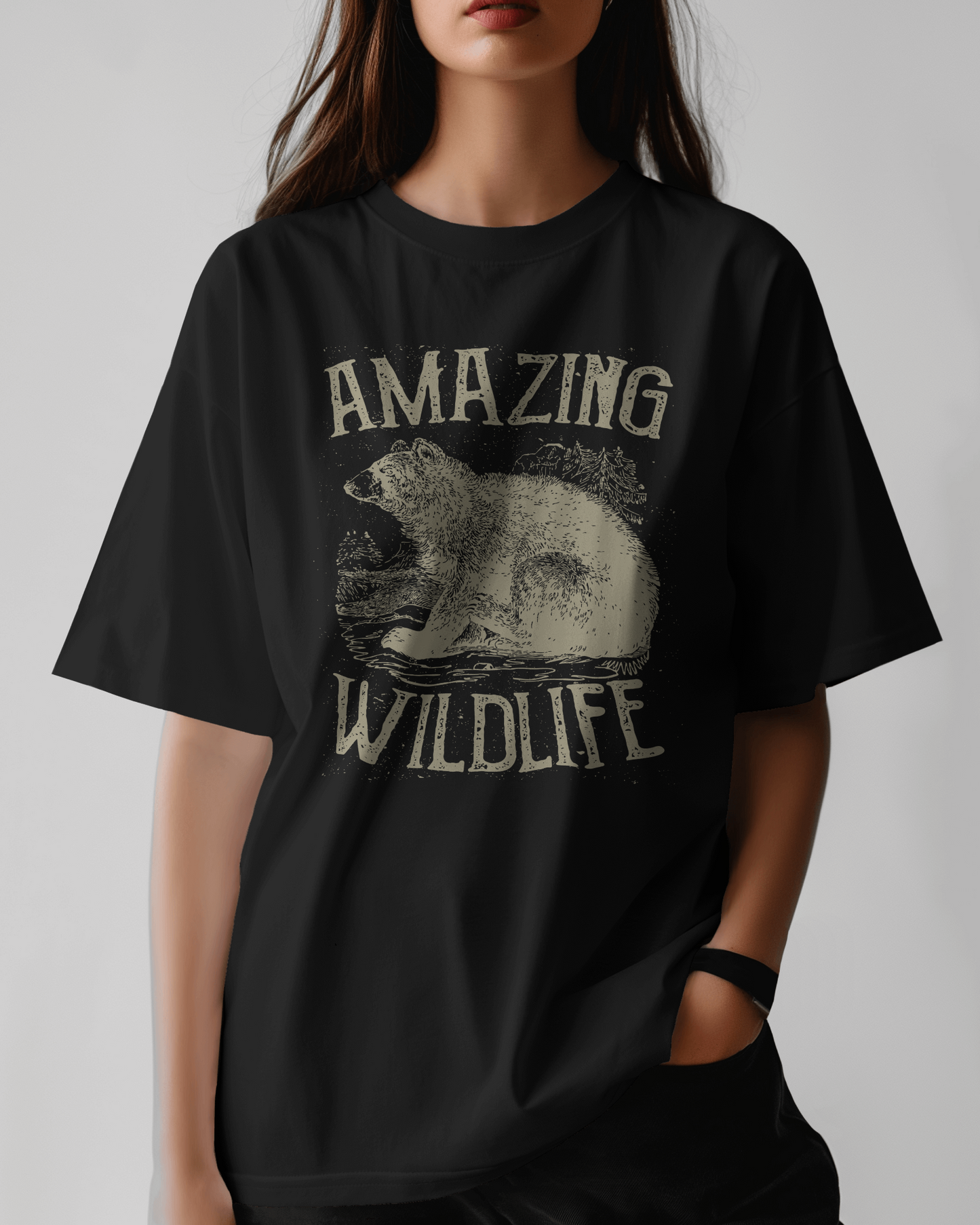 Premium Oversized AMAZING WILDLIFE Bear T-Shirt