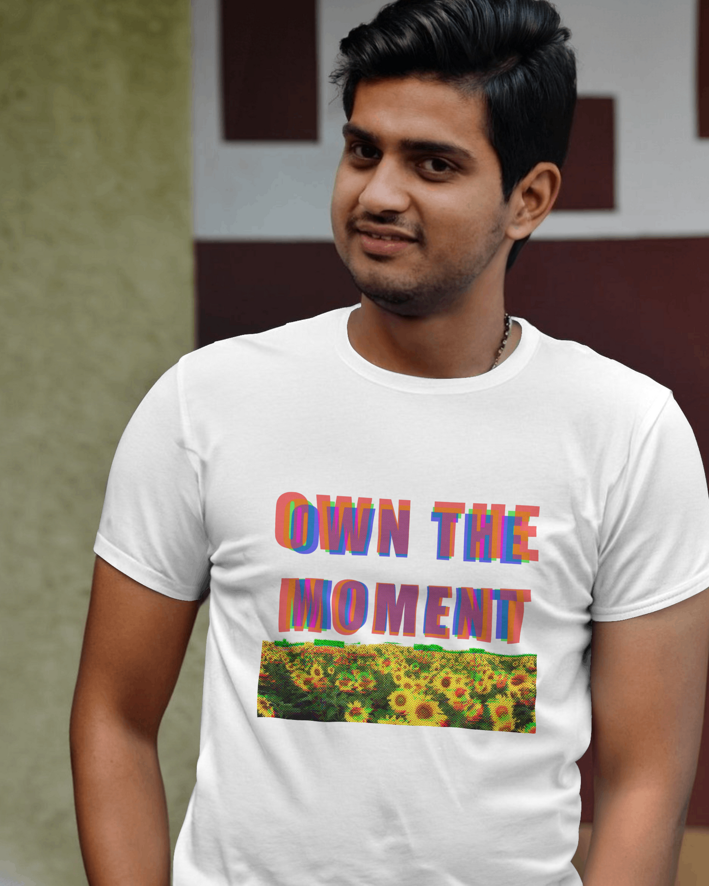 Premium 'Own The Moment' Sunflower Field Regular T-shirt