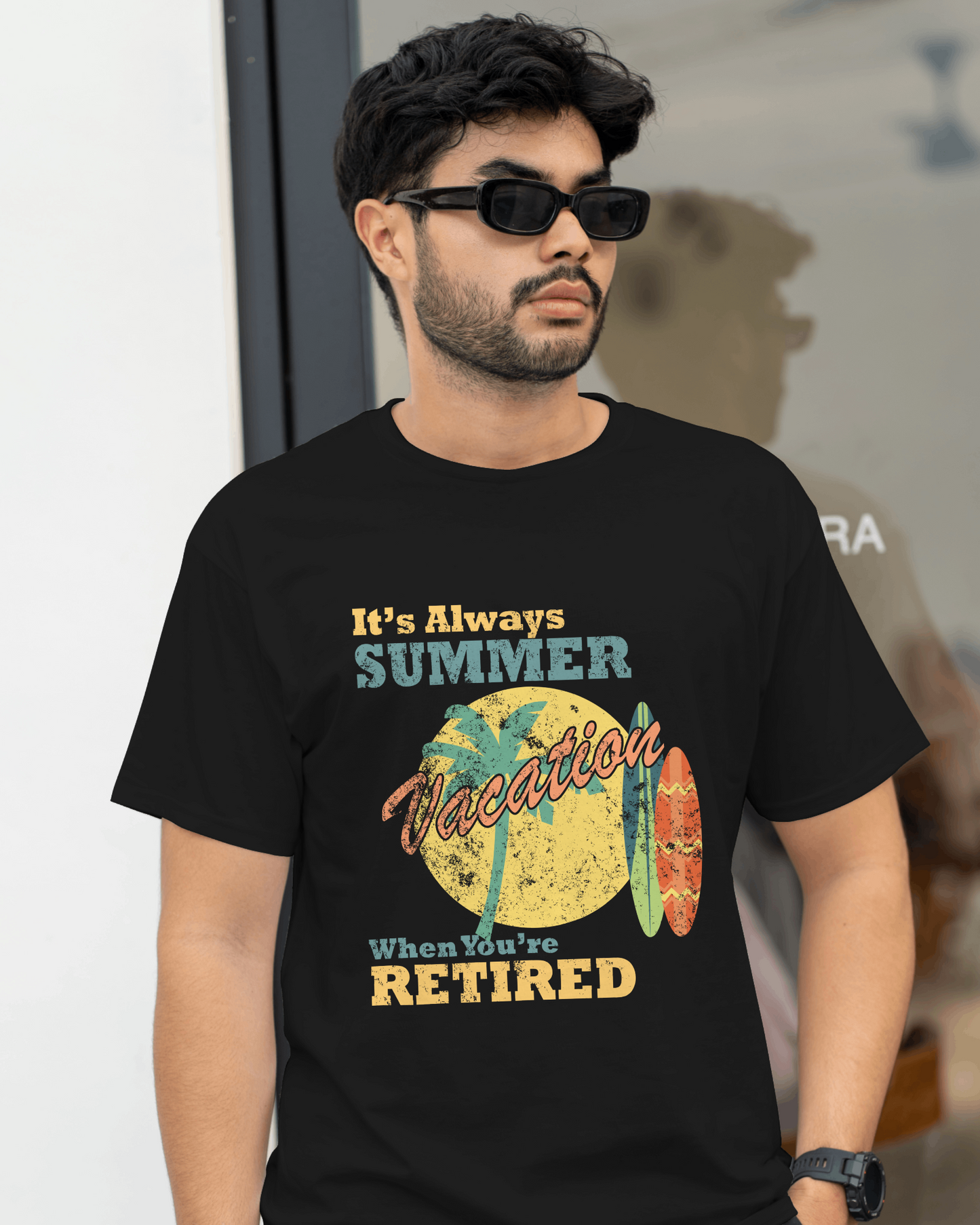 Premium Retirement Vacation Oversized Black T-Shirt