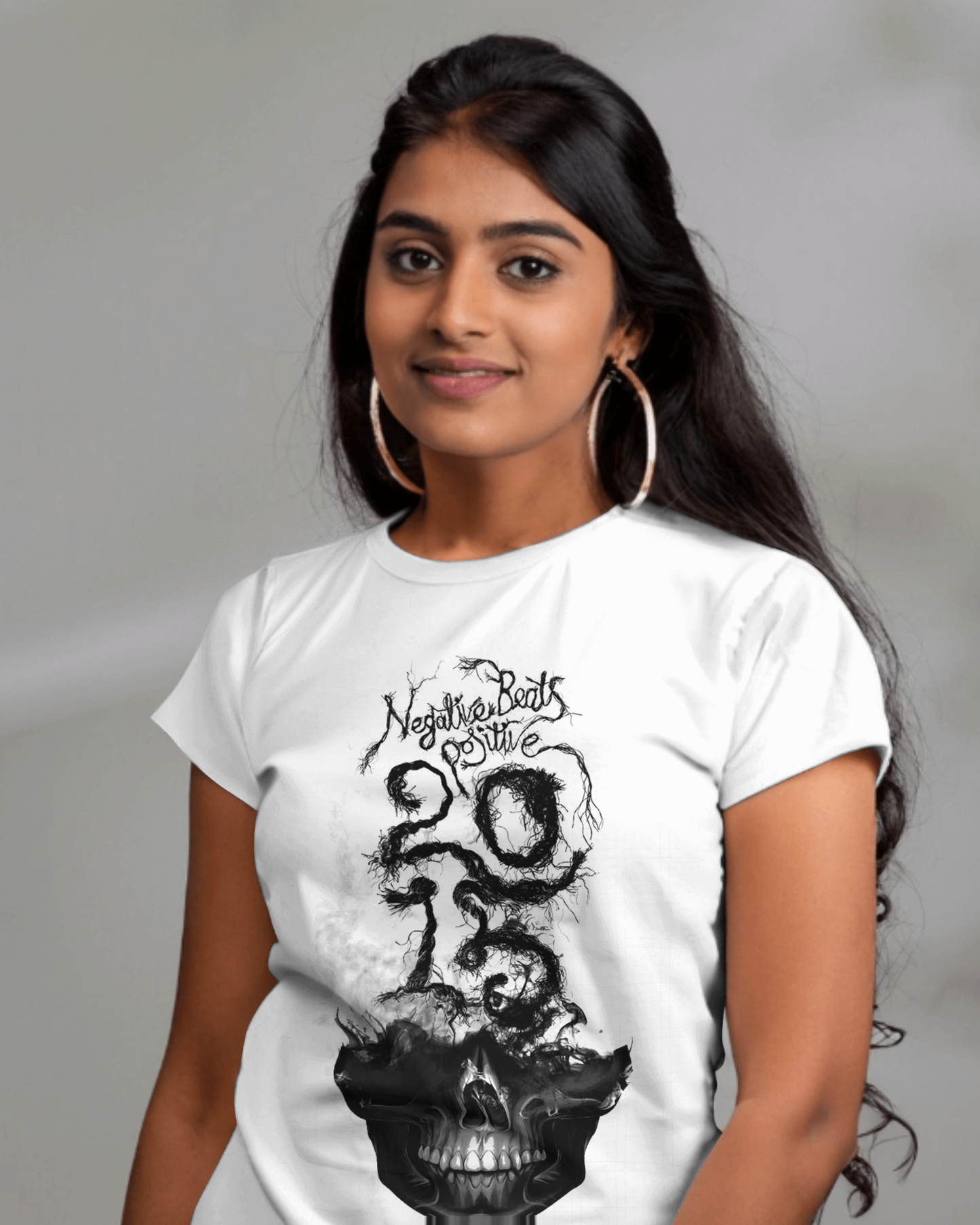 Premium Negative Beats Positive 2015 Skull Art Regular T-shirt