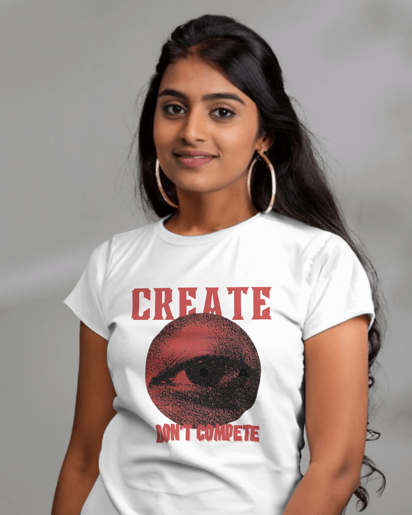 Premium 'CREATE DON'T COMPETE' Artistic Eye Regular T-shirt