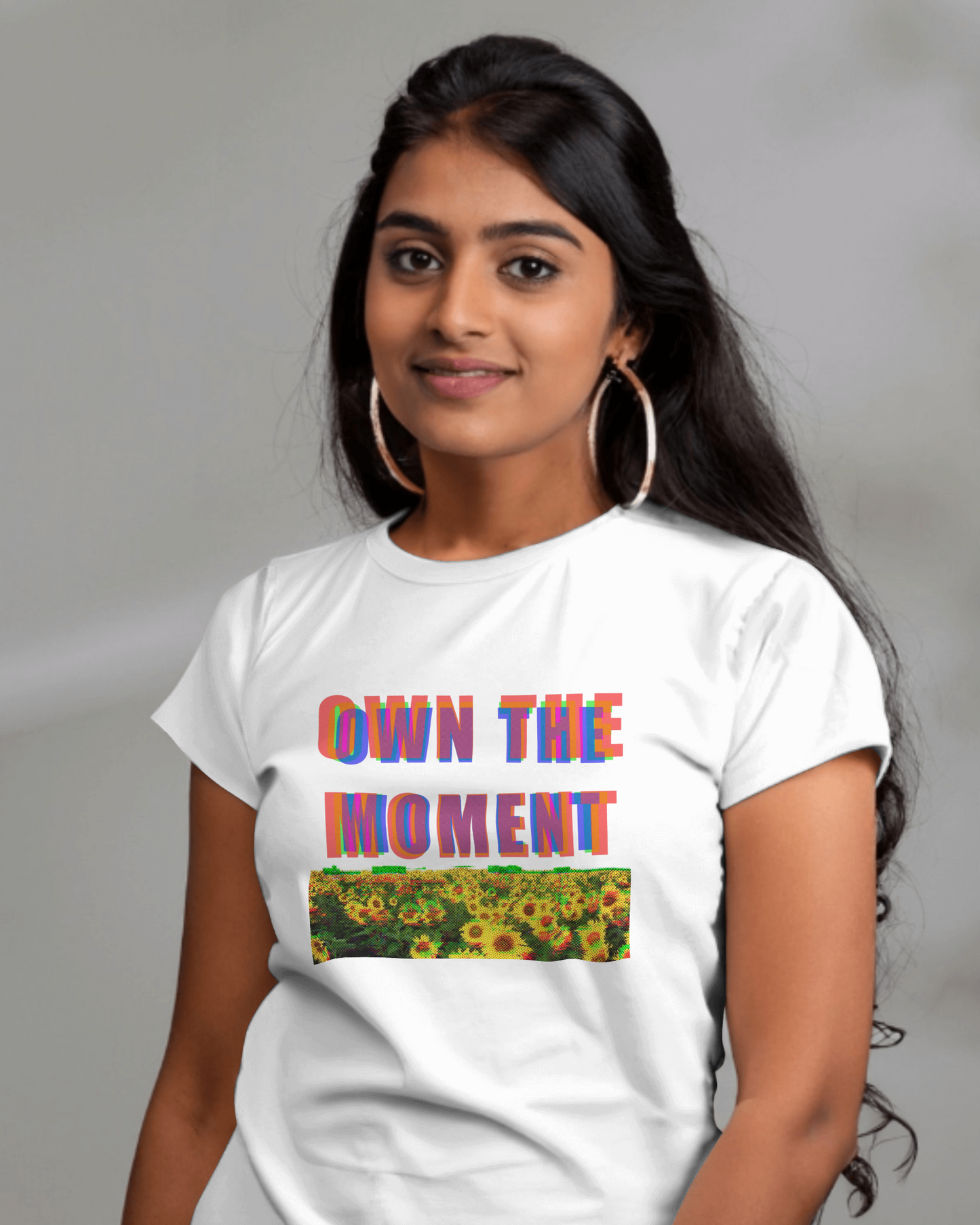 Premium 'Own The Moment' Sunflower Field Regular T-shirt