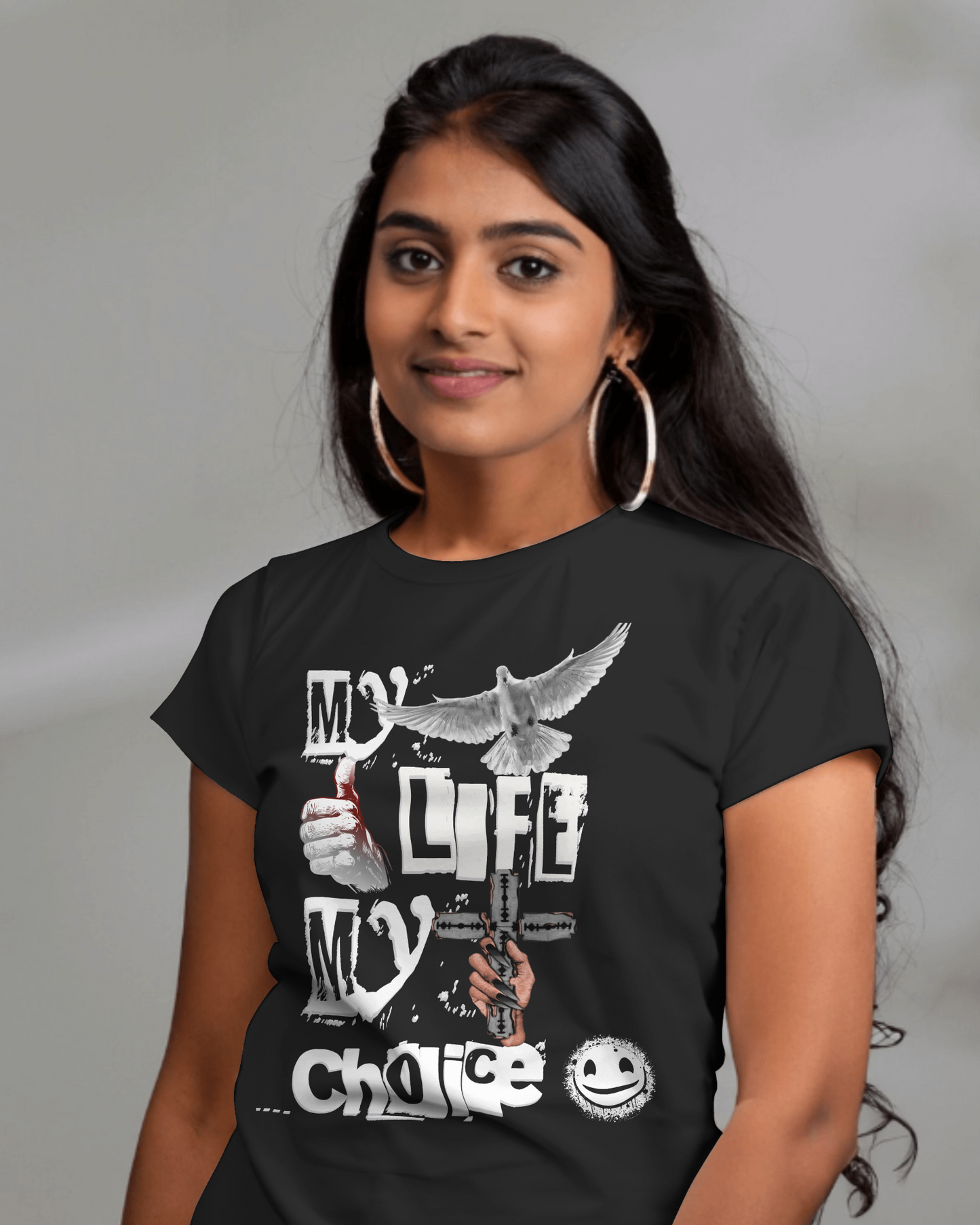 Premium 'My Life My Choice' Graphic Print Regular T-shirt