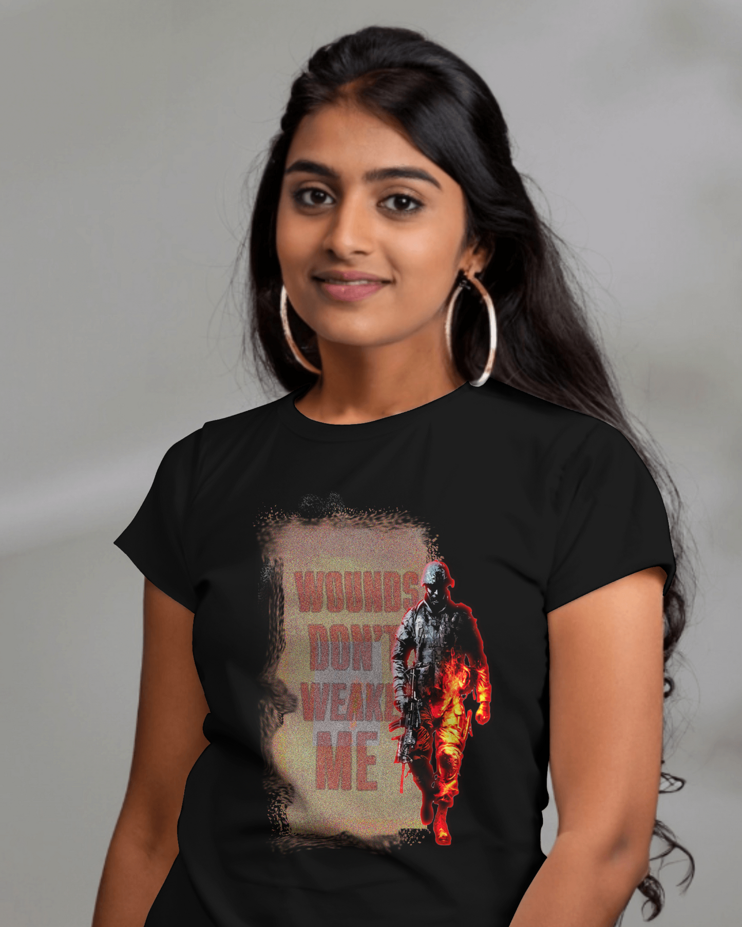 Premium Military 'Wounds Don't Weaken Me' Graphic Regular T-shirt