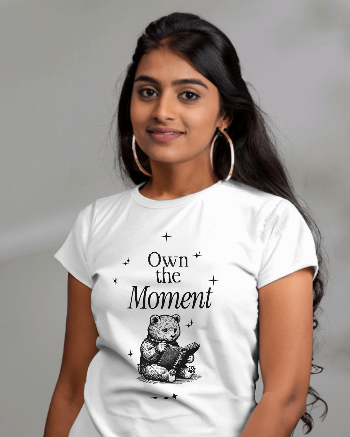 Premium 'Own the Moment' Teddy Bear Reading Regular T-shirt