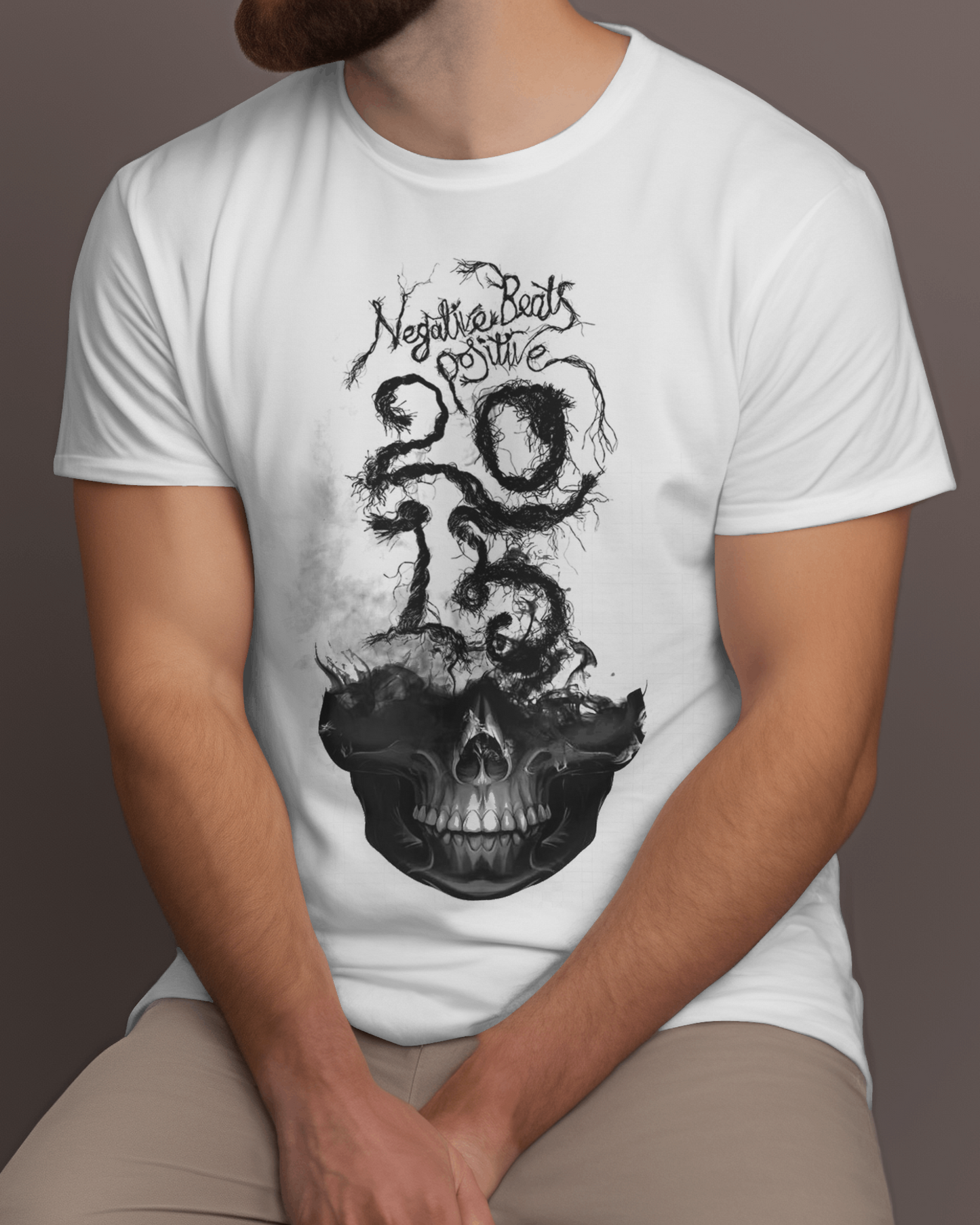 Premium Negative Beats Positive 2015 Skull Art Regular T-shirt