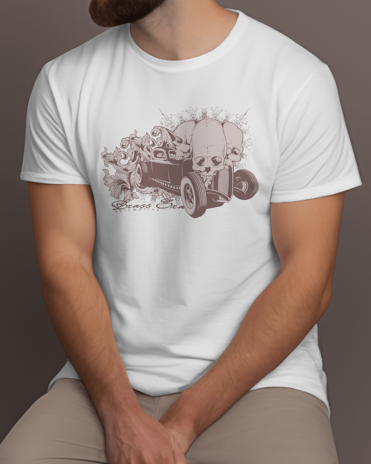 Premium Skull Hot Rod Graphic White T-shirt | Limited Edition