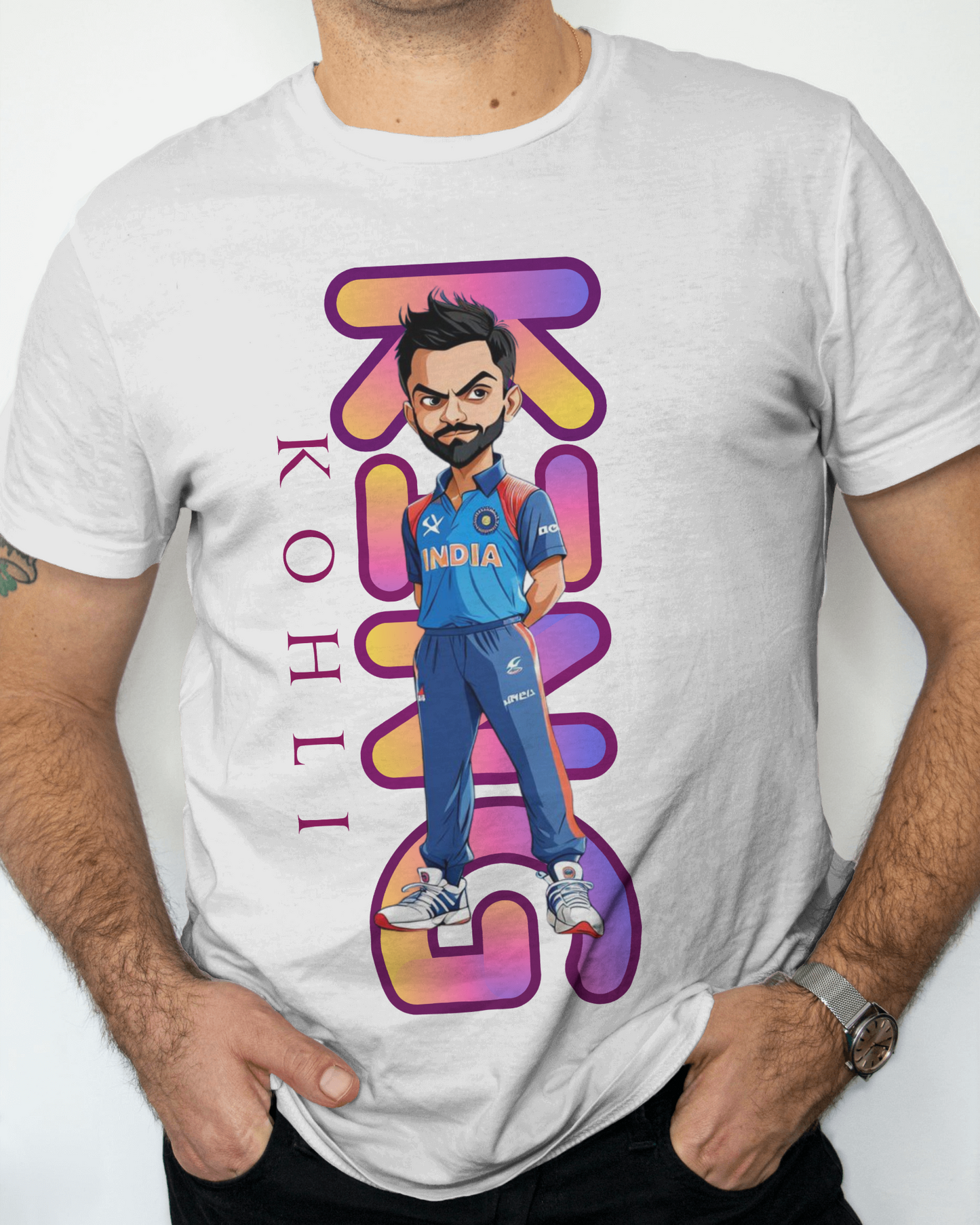 Premium Virat Kohli India Cricket Cartoon Regular T-Shirt - Limited Edition