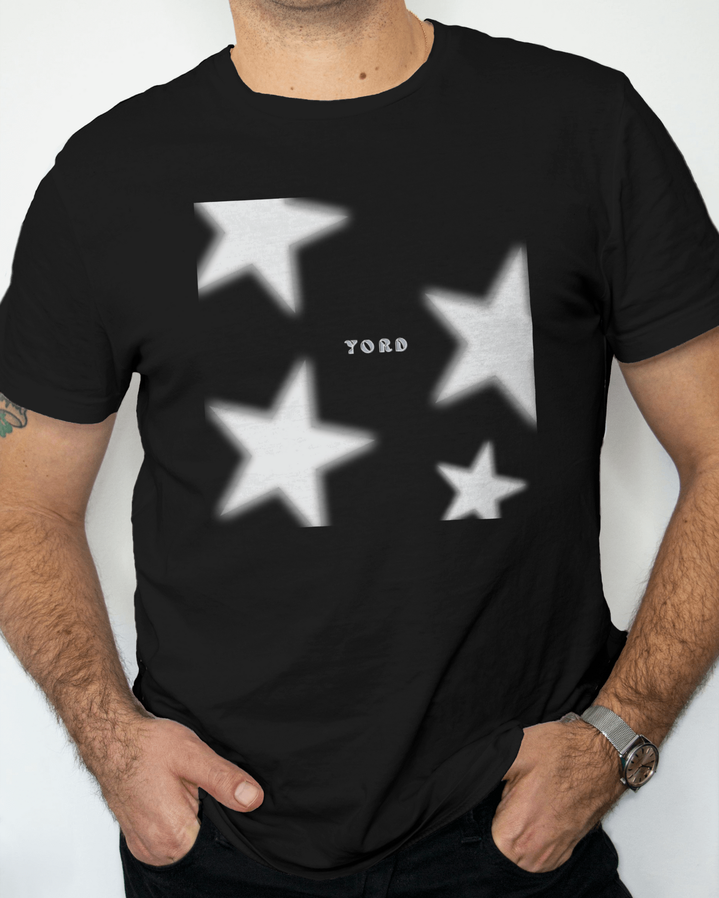 Premium YORD Star Glow Print Black Regular  T-Shirt - Limited Edition