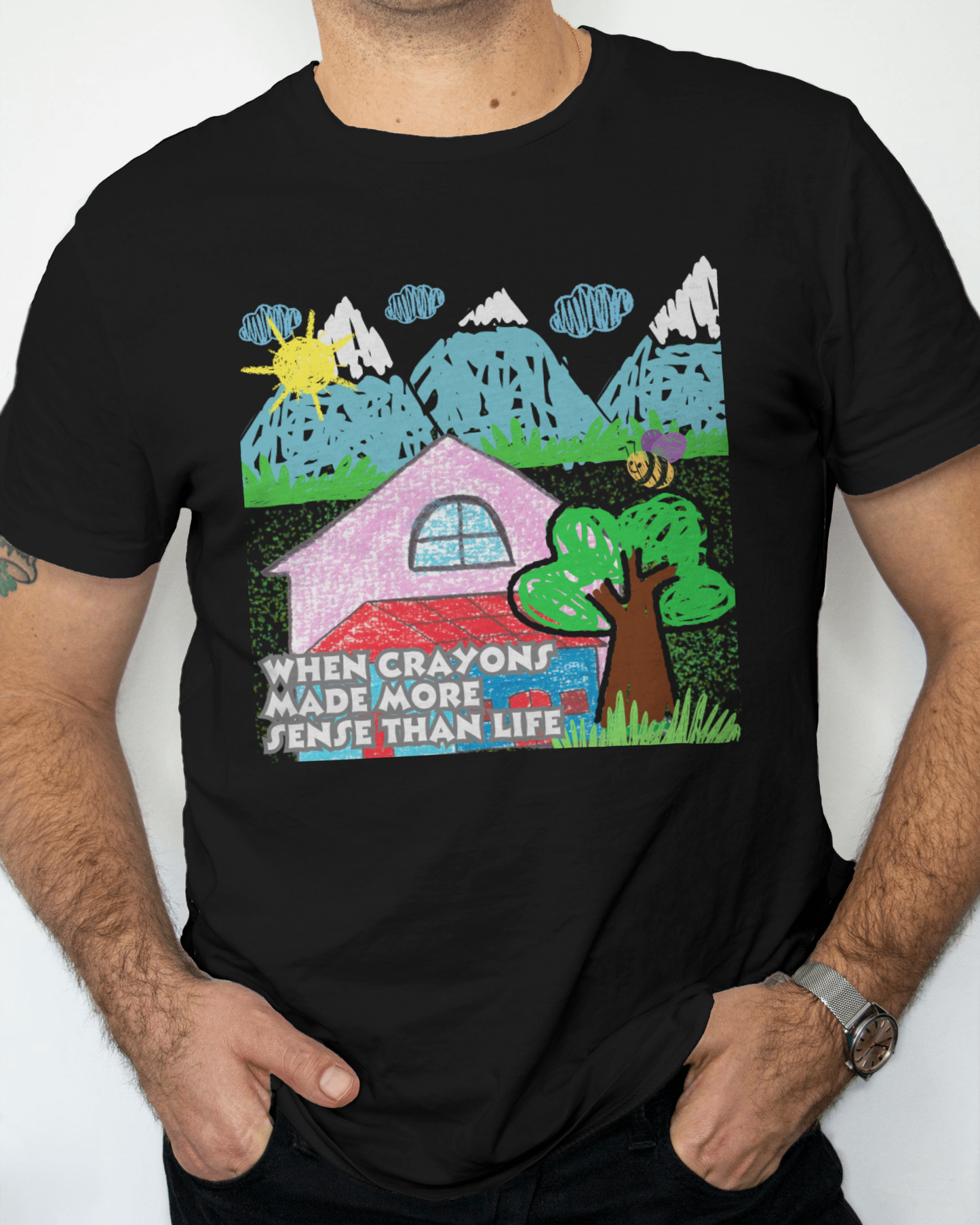 Premium Crayon Art Regular T-shirt - Childhood Nostalgia