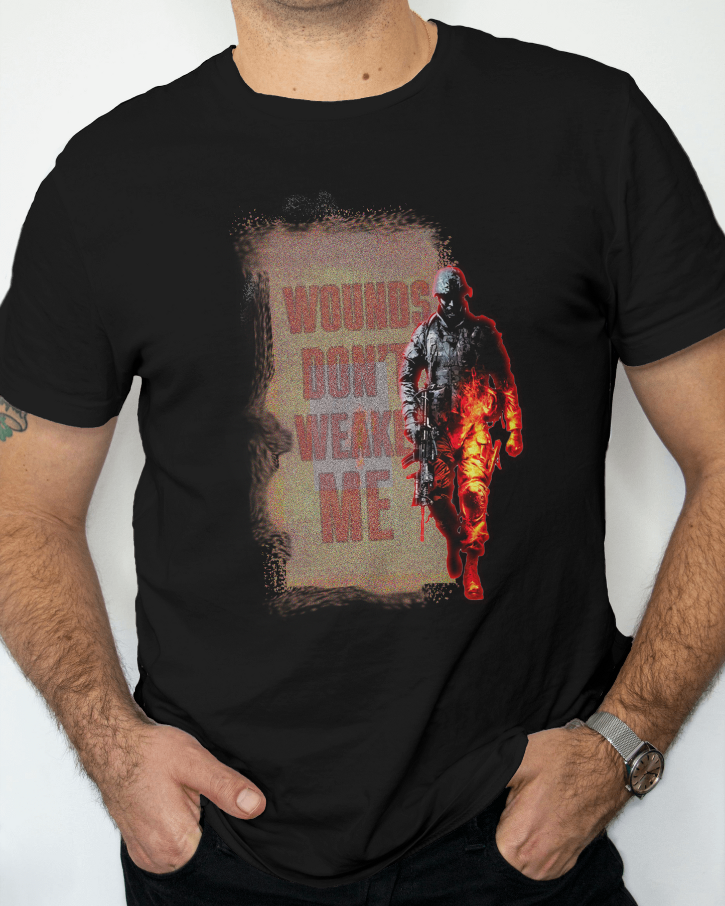 Premium Military 'Wounds Don't Weaken Me' Graphic Regular T-shirt