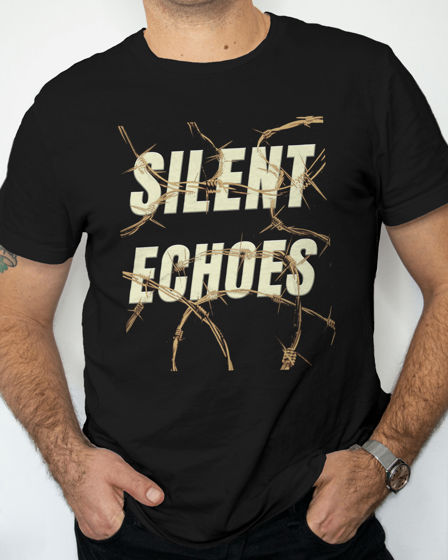 Premium Silent Echoes Barbed Wire Graphic Regular T-shirt