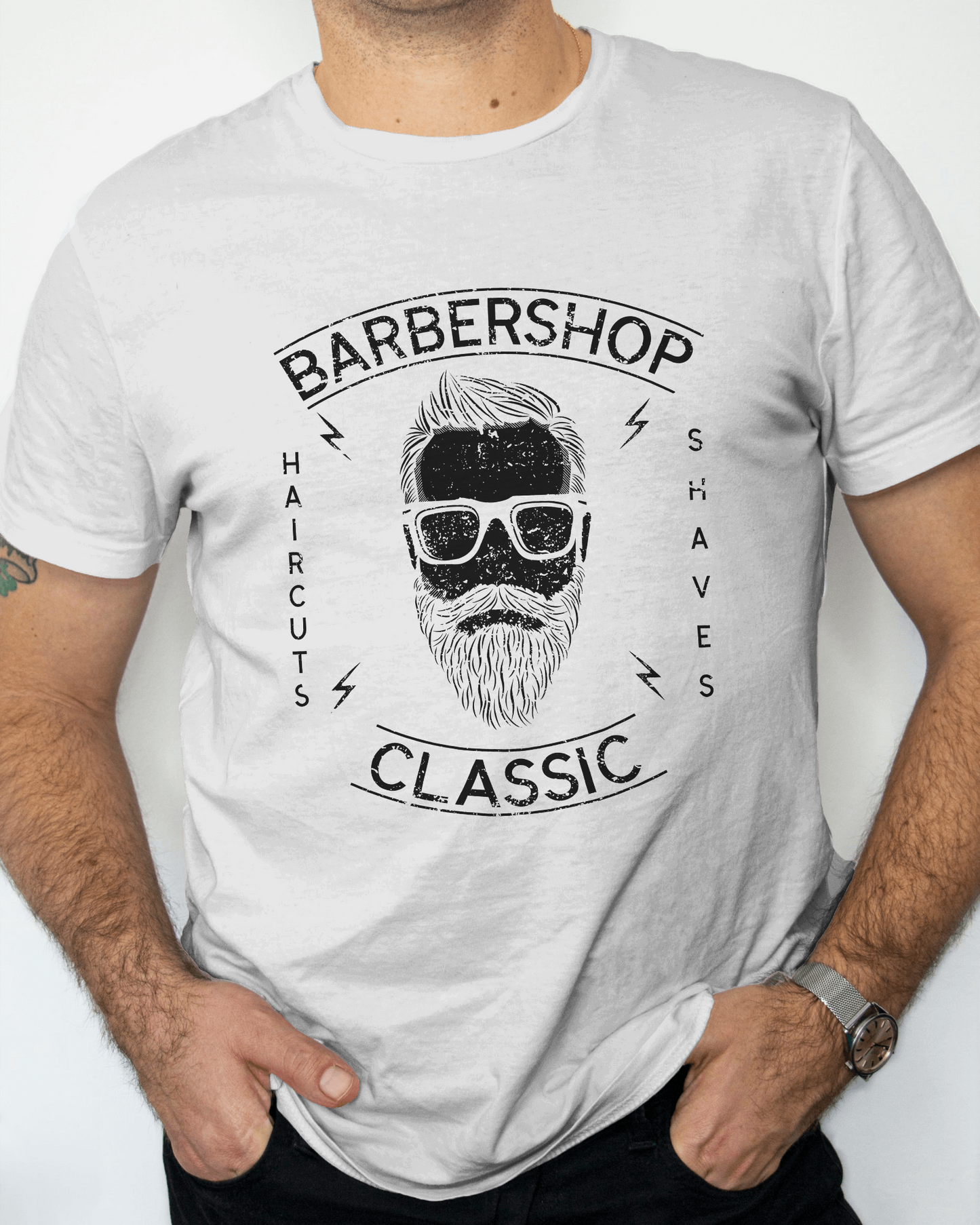 Premium Classic Barbershop White Cotton T-shirt