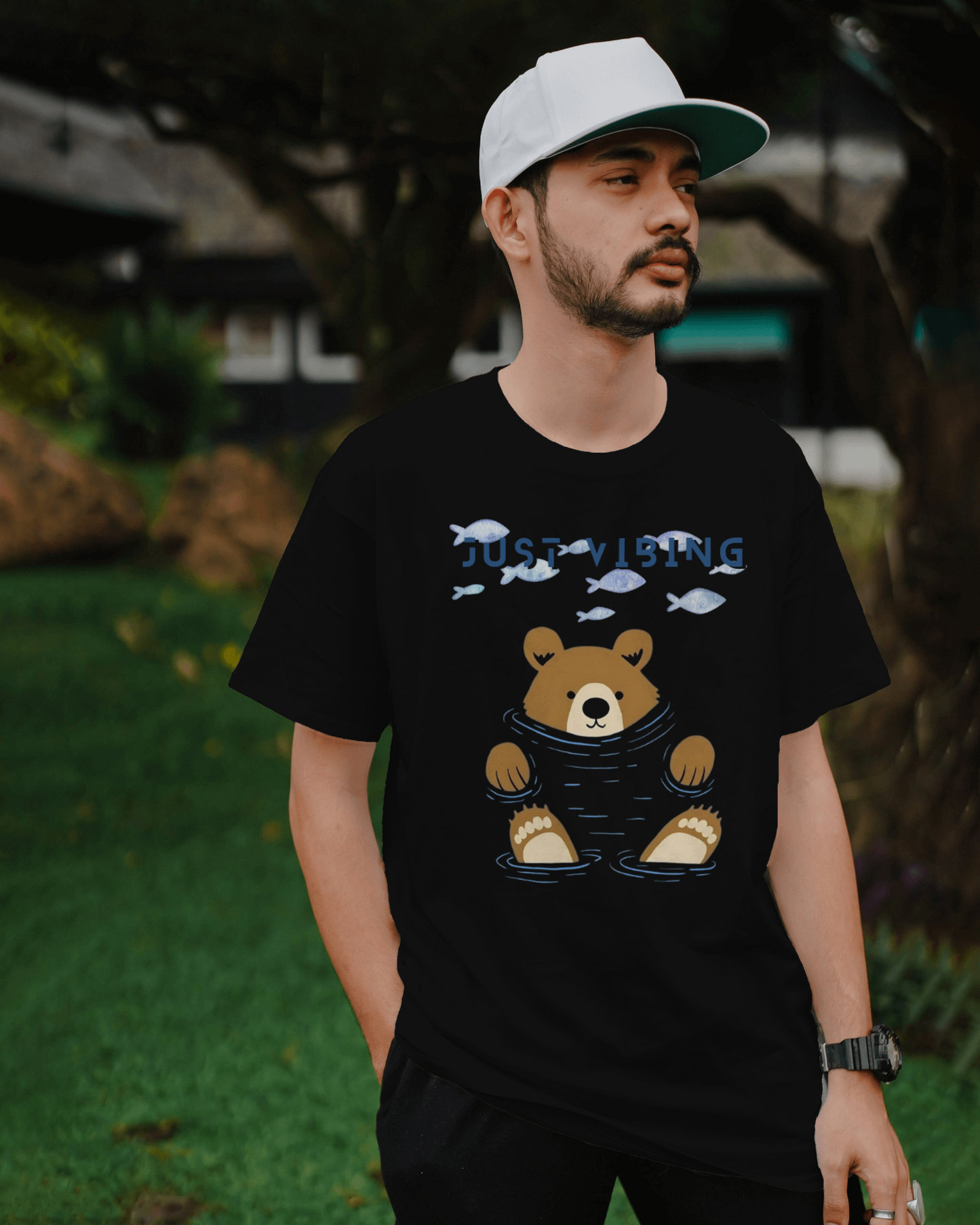 Premium 'Just Vibing' Bear Oversized T-shirt