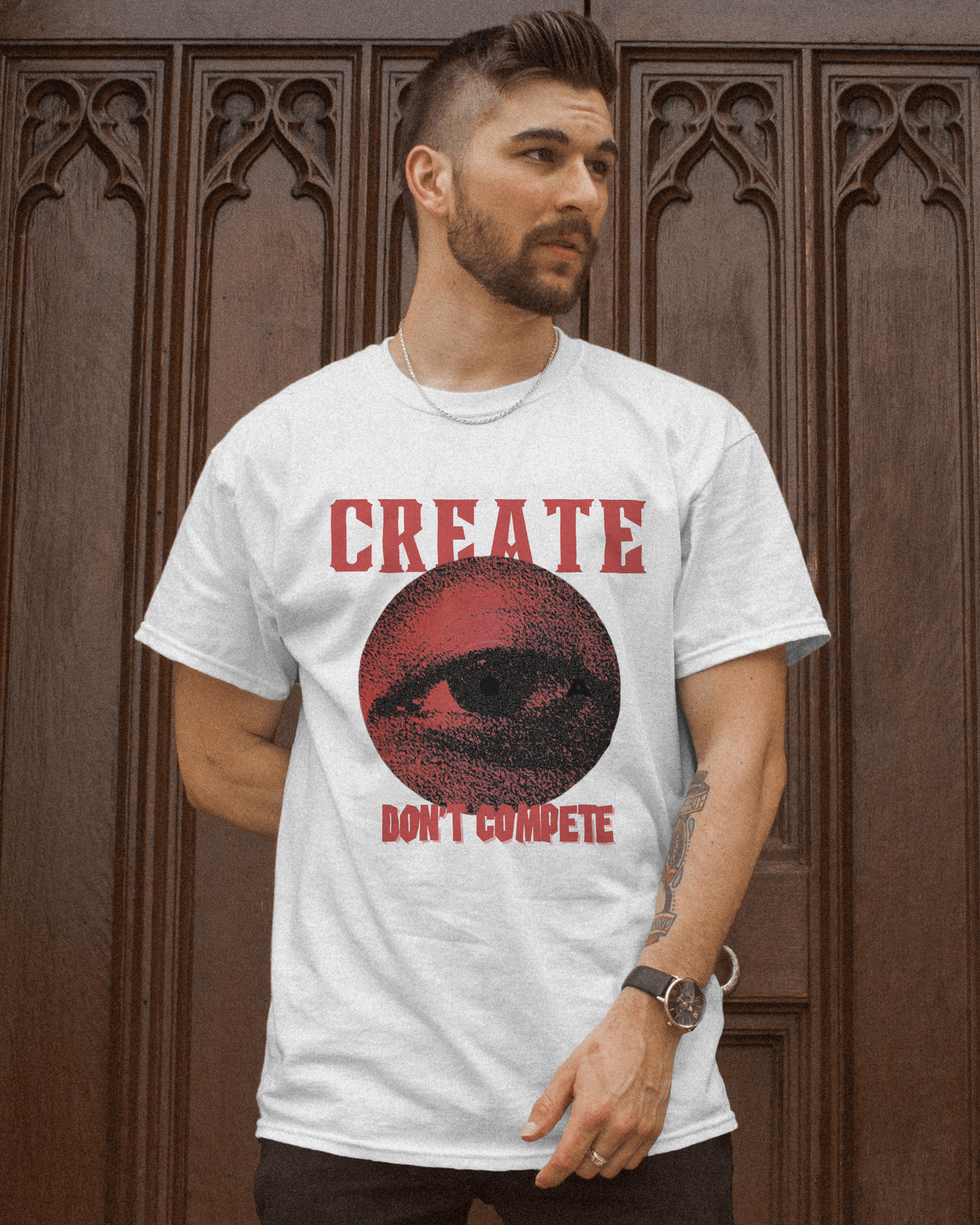 Premium 'CREATE DON'T COMPETE' Artistic Eye Regular T-shirt