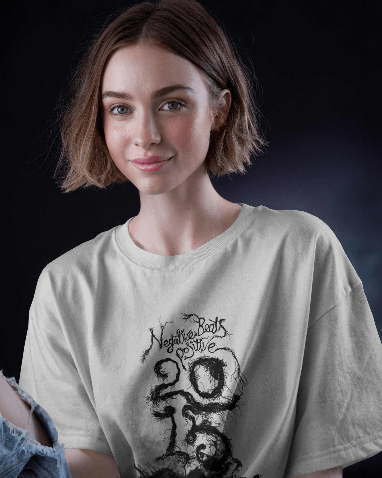 Premium Negative Beats Positive 2023 Skull Oversized T-shirt