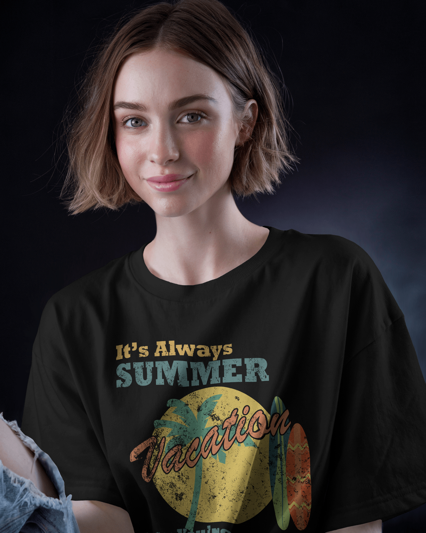 Premium Retirement Vacation Oversized Black T-Shirt
