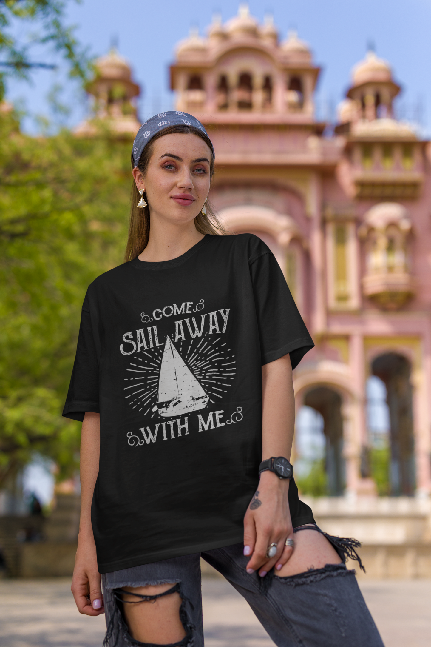 Premium Oversized 'Come Sail Away With Me' Nautical T-shirt