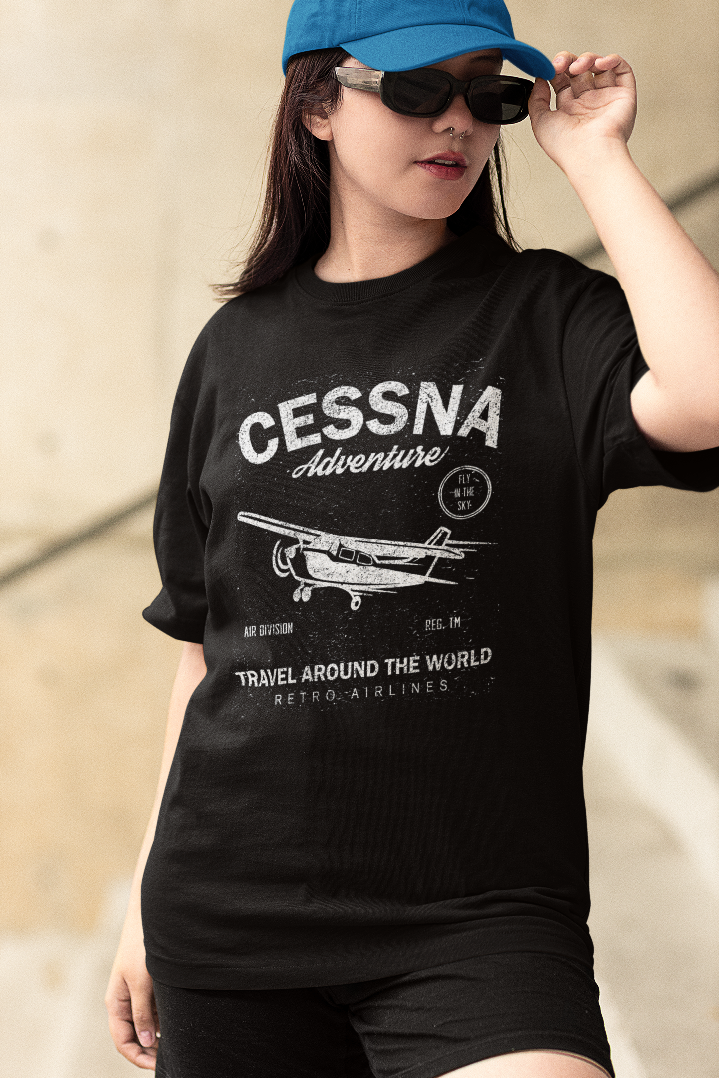 Premium Cessna Adventure Oversized Aviation T-Shirt
