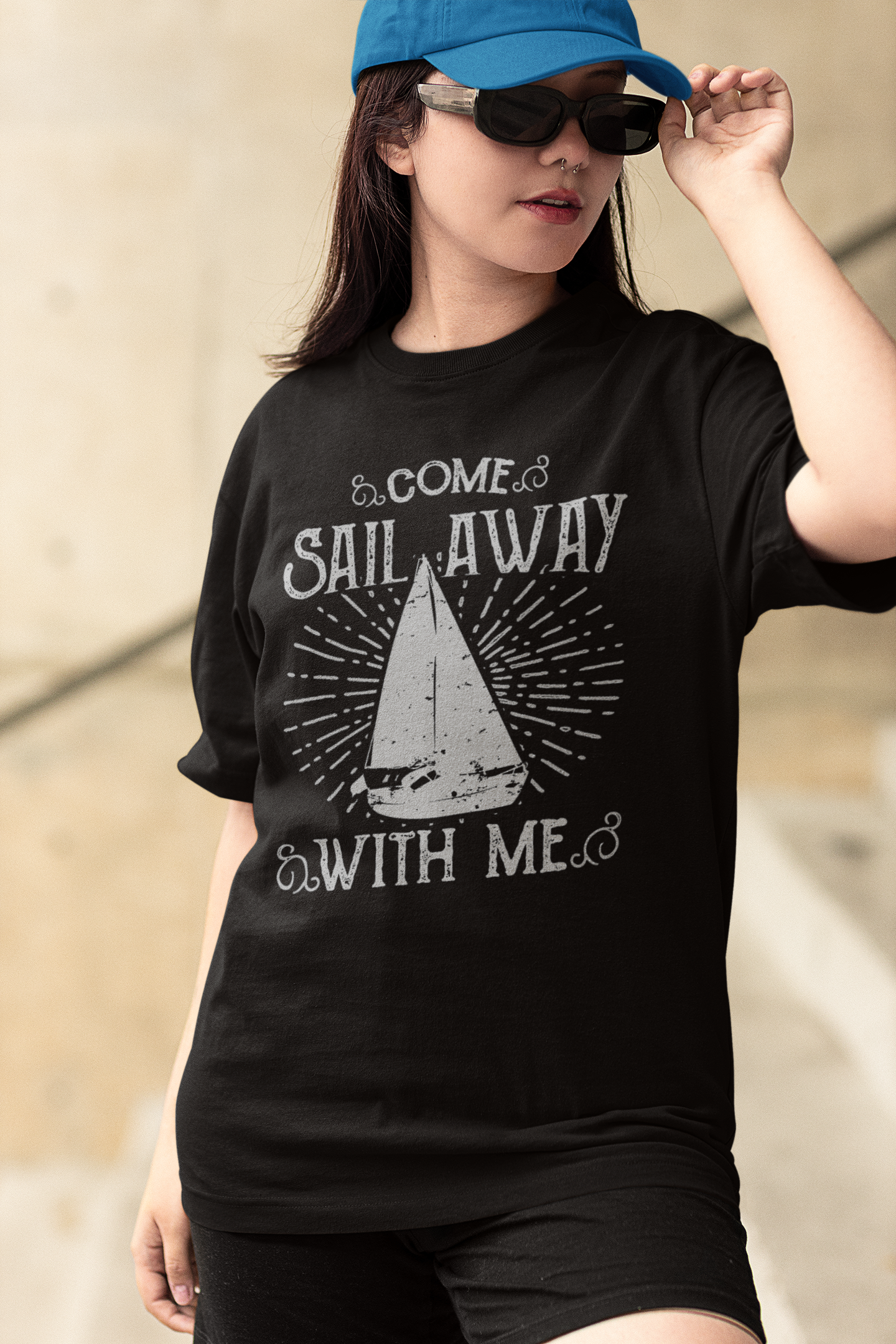 Premium Oversized 'Come Sail Away With Me' Nautical T-shirt