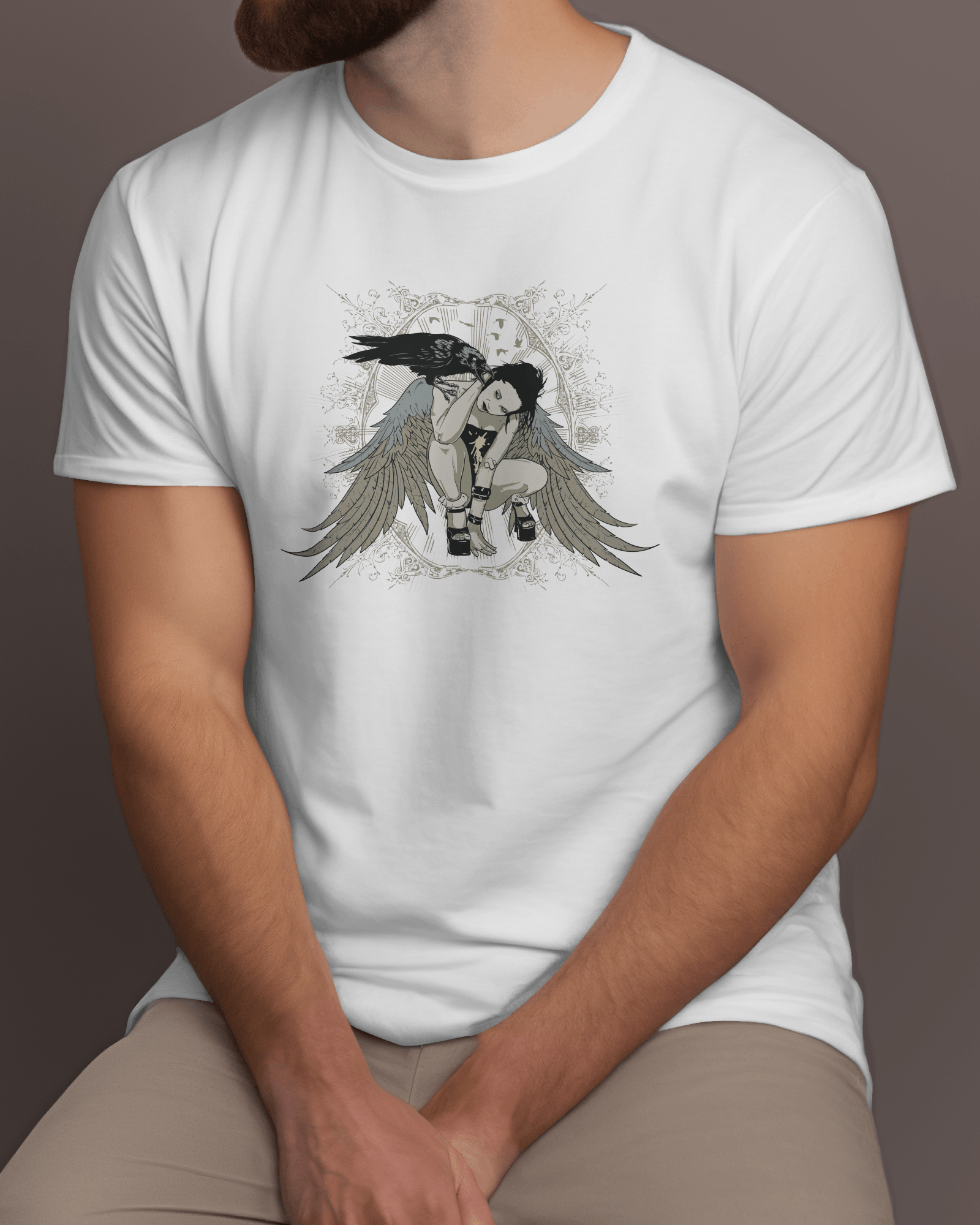 Premium Angel Wings Gothic Raven T-Shirt | Limited Edition - YORD