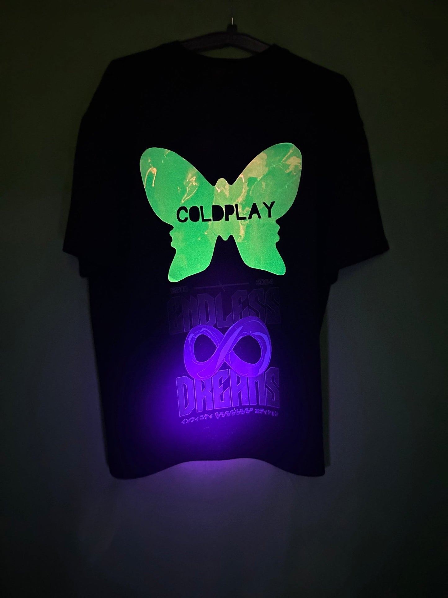 Premium Coldplay Butterfly Glow - in - Dark Concert T-Shirt - Luxury French Terry Cotton Oversized Fit - YORD