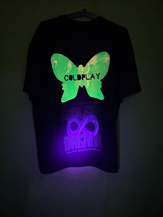 Premium Coldplay Butterfly Glow - in - Dark Concert T-Shirt - Luxury French Terry Cotton Oversized Fit - YORD